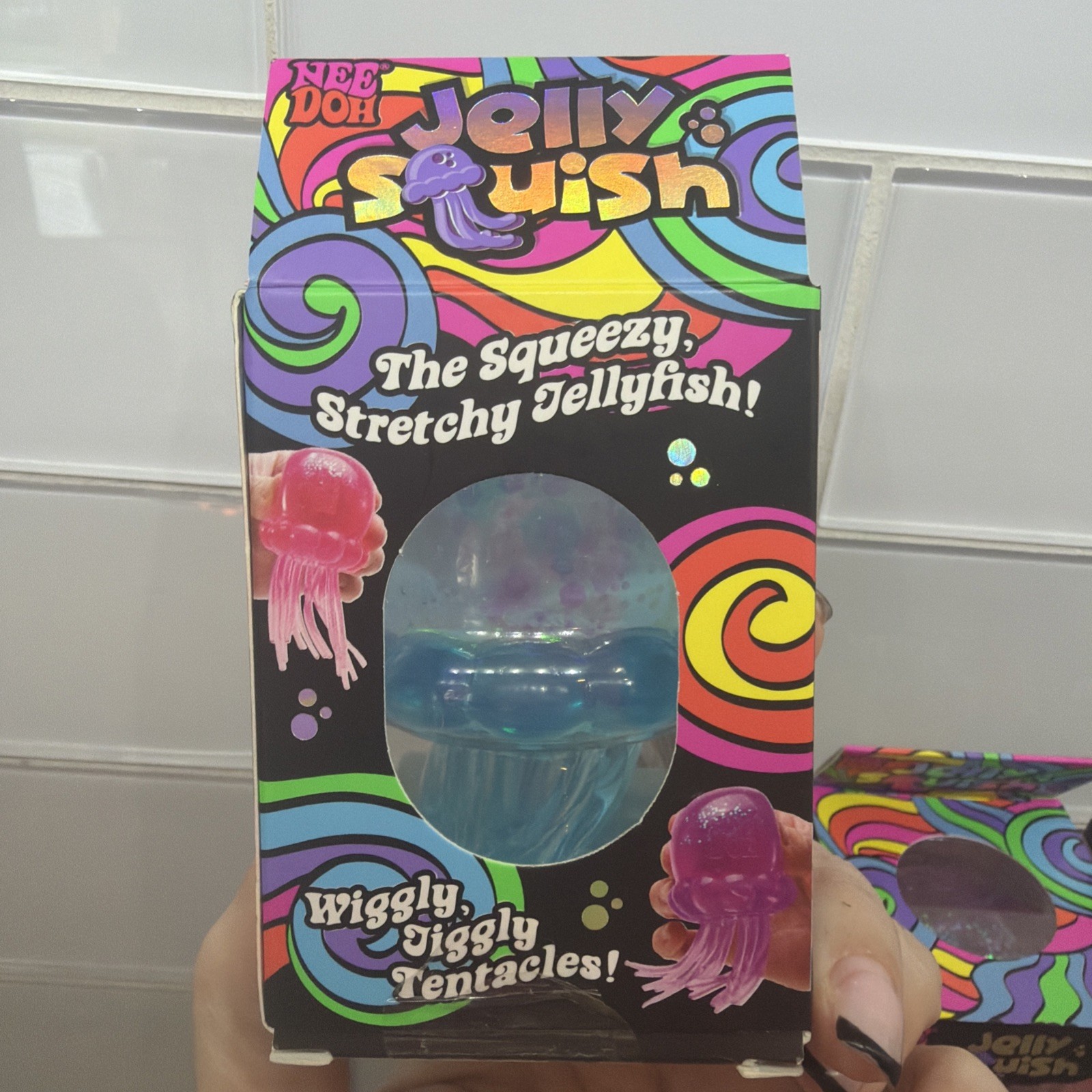 BLUE NeeDoh JELLY SQUISH Sparkle Jellyfish Stress Toy Squishy Squeeze NEE DOH
