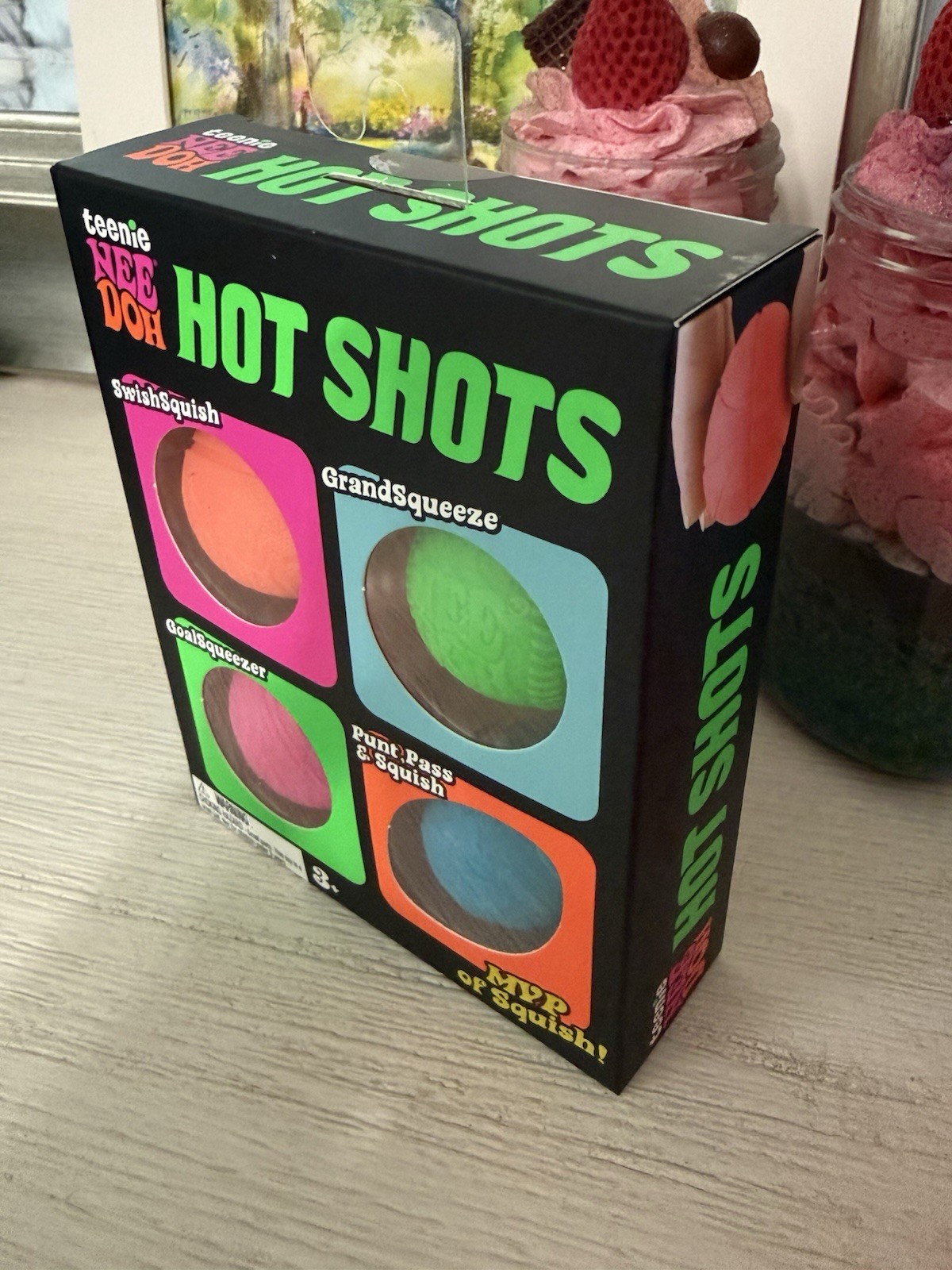 Needoh Teenie Hot Shots 4-Pack Nee Doh Set of 4 – Swish Grand Goal Punt BALLS!