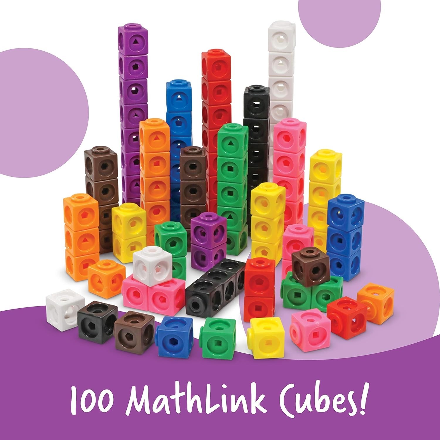 100 MathLink Cubes Activity Set – Colorful Hands-On Math Manipulatives for Kids