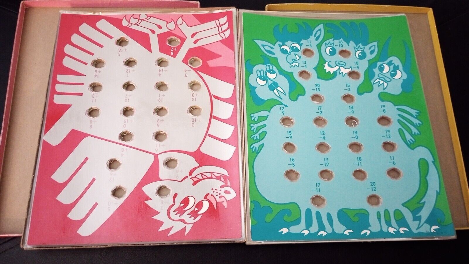 Vintage ’77 Turn n Learn Self Checking Add and Subtract Math Cards Monster Theme
