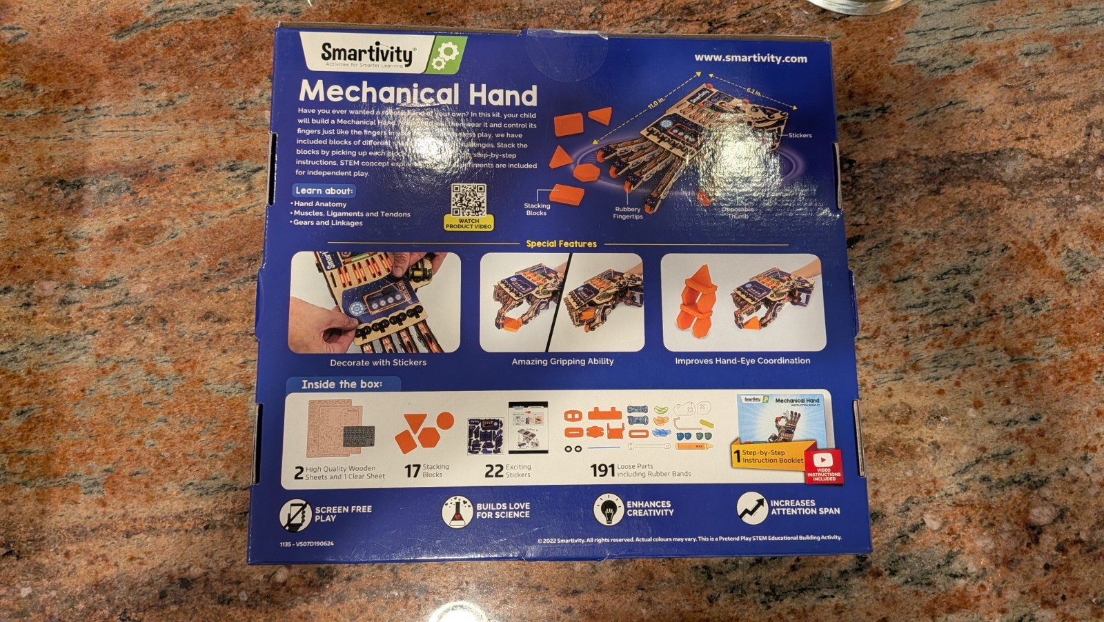 Smartivity Mechanical Hand STEM Toy for Ages 8+ STEM Project NEW in BOX DIY boys