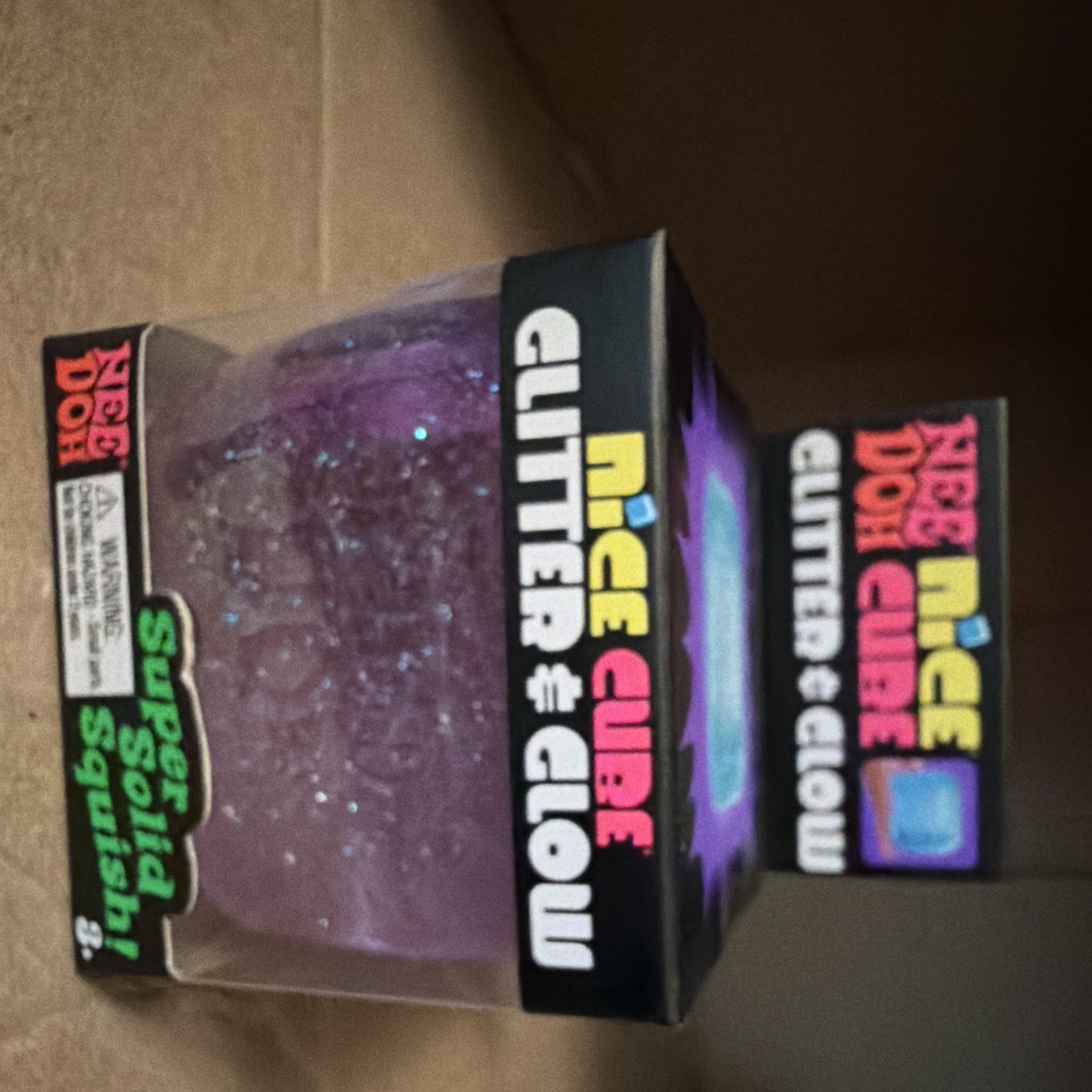 Viral! Hard to find! NeeDoh Nice Cube Glitter & Glow in Purple