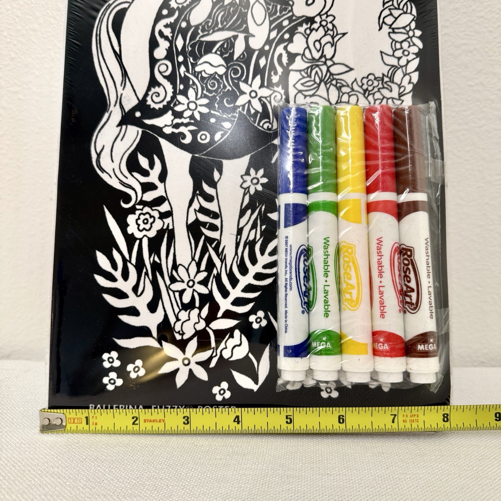 VTG Fuzzy Poster RoseArt Unicorn Horse Fantasy Velvet Art 8×20 Set Of 2 2002 New