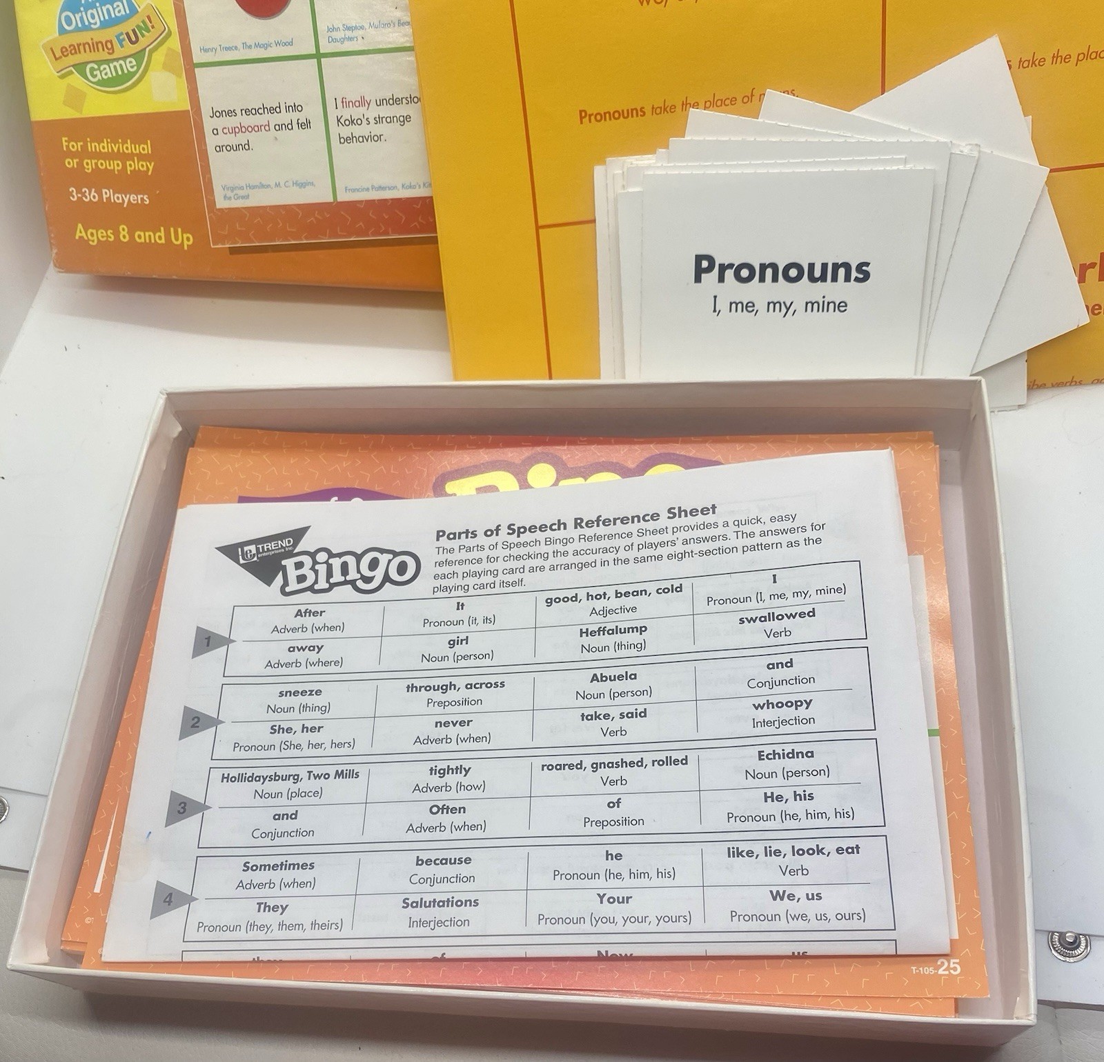 TREND Parts of Speech Bingo Homeschool Teacher Resource English Literature Game