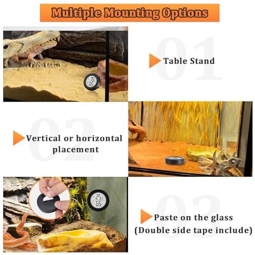 Reptile Tank Accessories Pack Bearded Dragon Tank Thermometer Full 2 Black