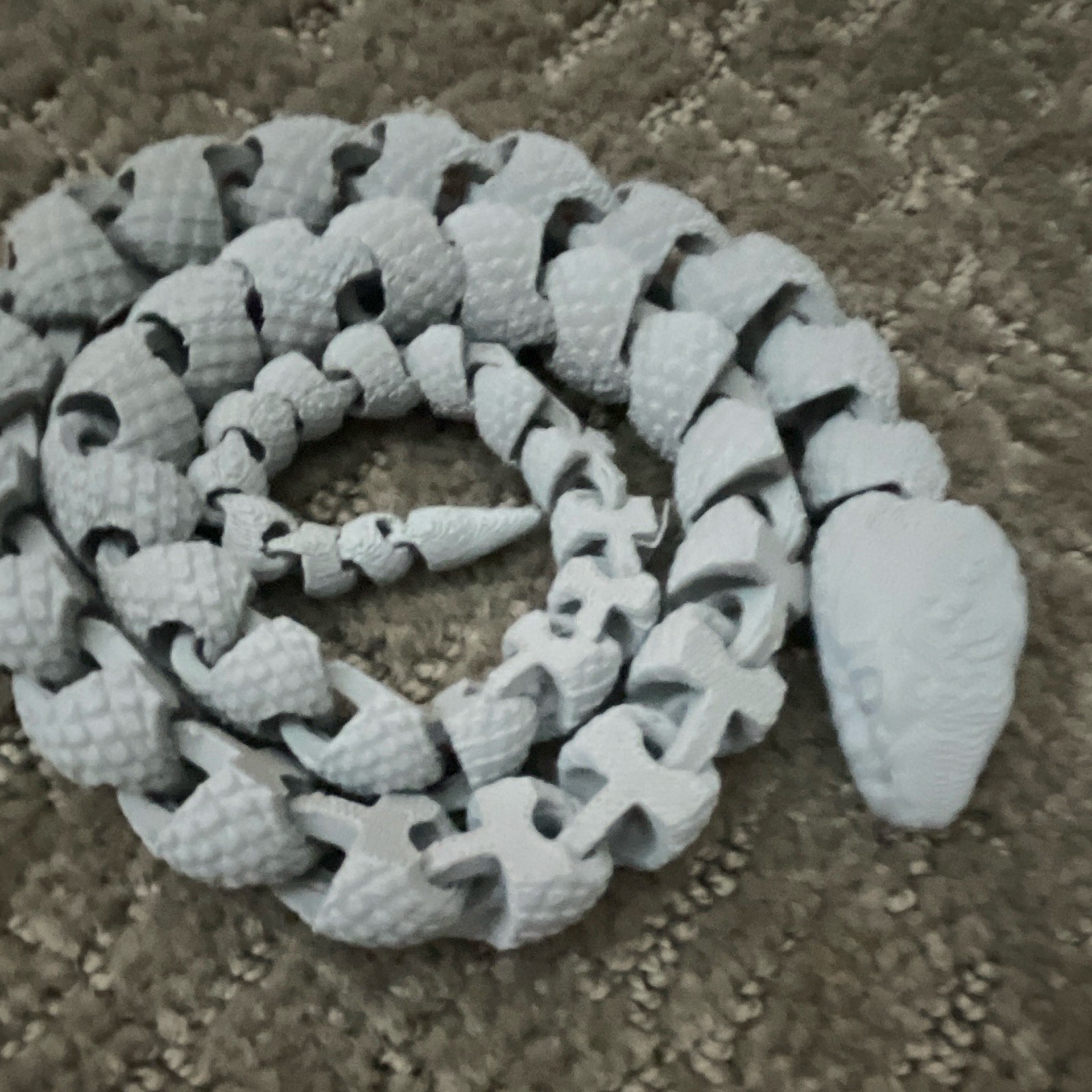 White Segmented Coiled Snake Toy Figure for Kids Ages 4-7 & 8-11 Years