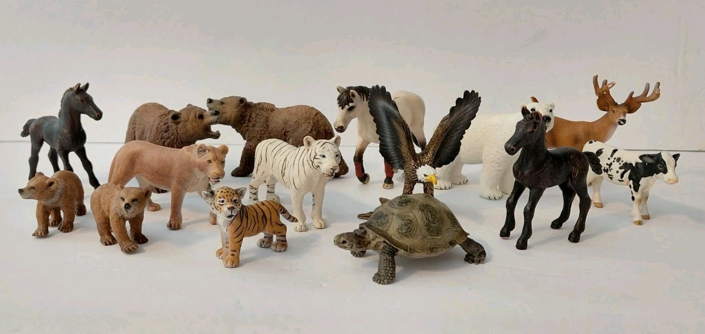 Hard Plastic Zoo Wild And Farm Animals Mixed Lot 15 Schleich Bears, Eagle
