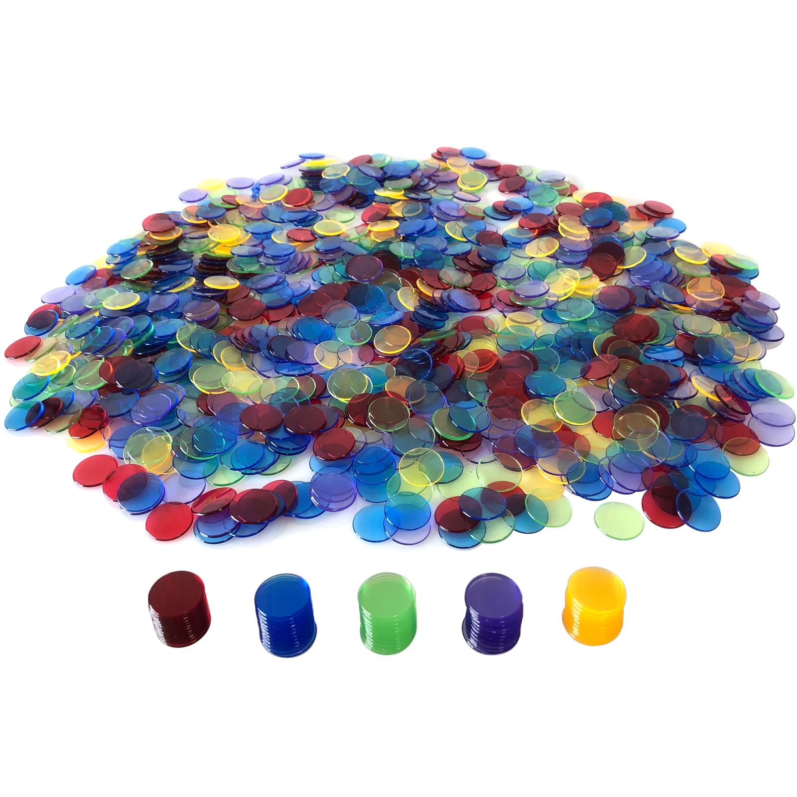1000 Bingo Chips Markers Tokens – Plastic Discs Chip Counters for Bingo Game Set