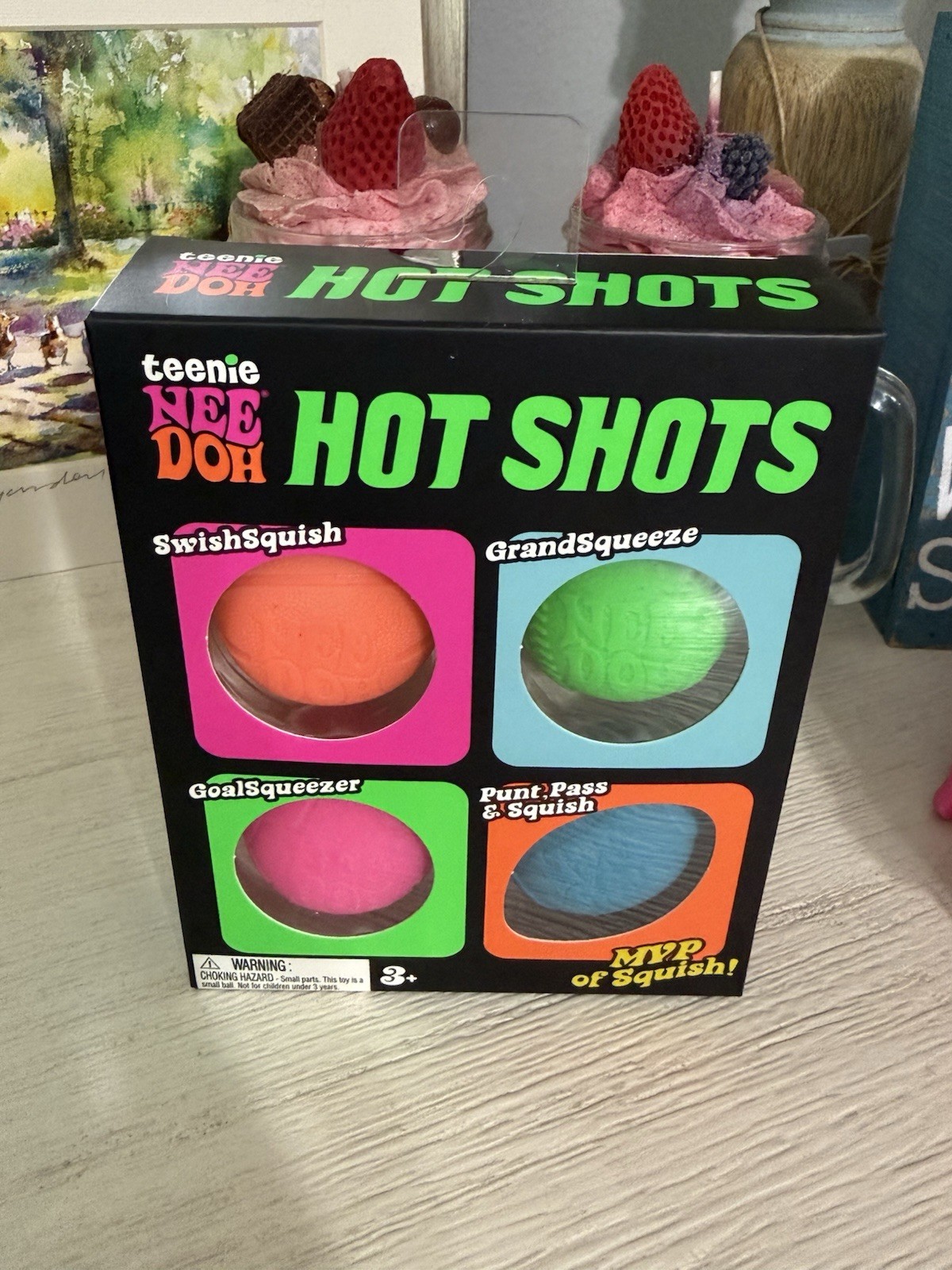 Needoh Teenie Hot Shots 4-Pack Nee Doh Set of 4 – Swish Grand Goal Punt BALLS!