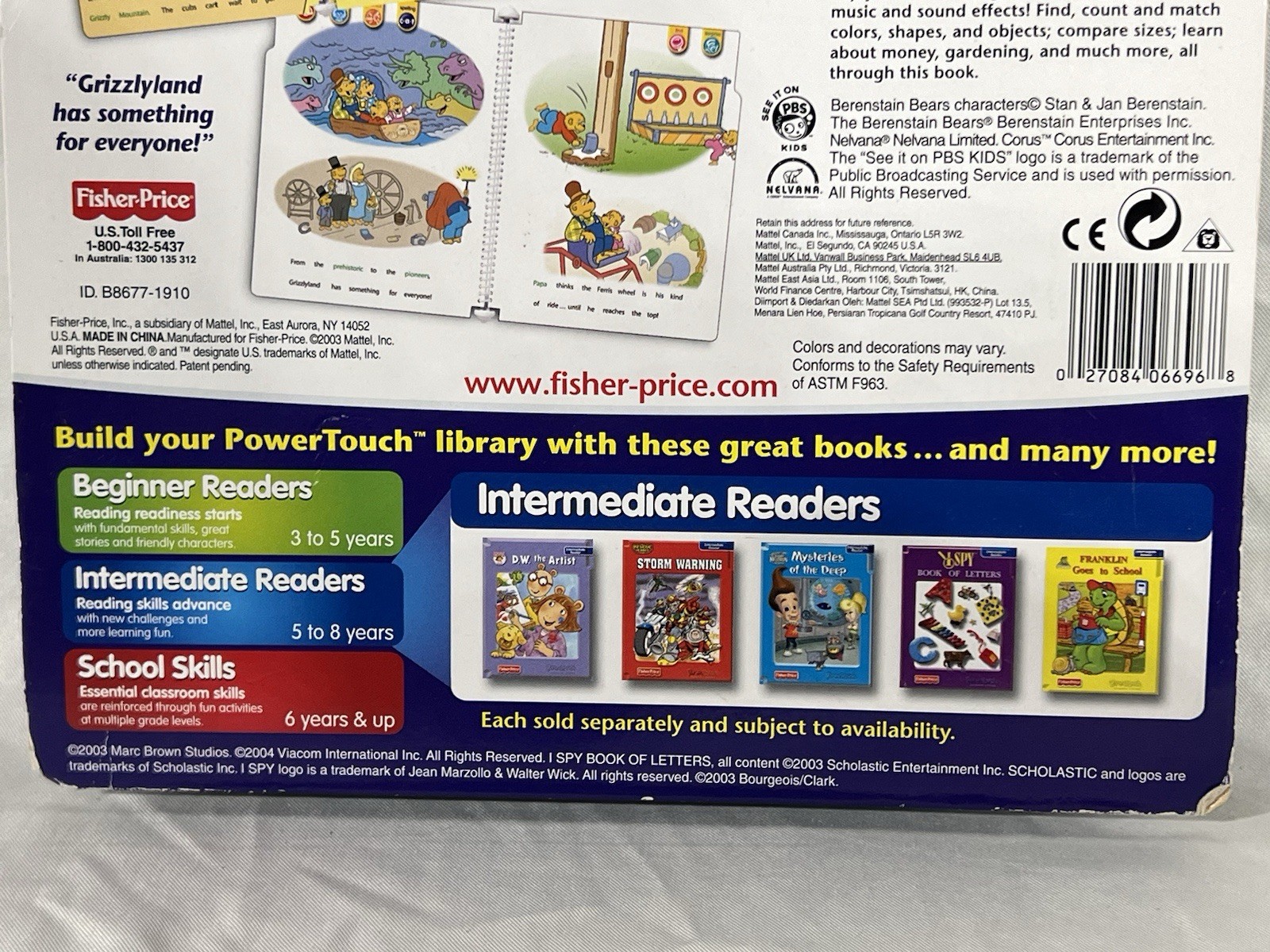 Fisher Price BERENSTAIN BEARS Go To Grizzlyland POWERTOUCH Learning Books Sealed