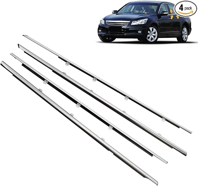 4Pcs Car Window Moulding Trim Seal Belt Weatherstrip Comptabile with Accord