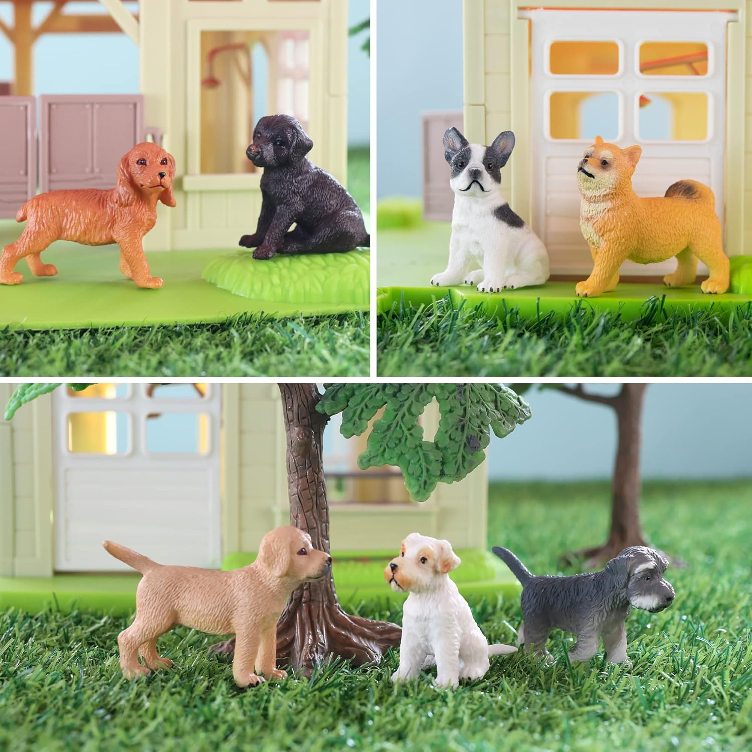 12PCS Mini Dog Figurines Toy Set, Realistic Detailed Plastic Puppy Figures Plays