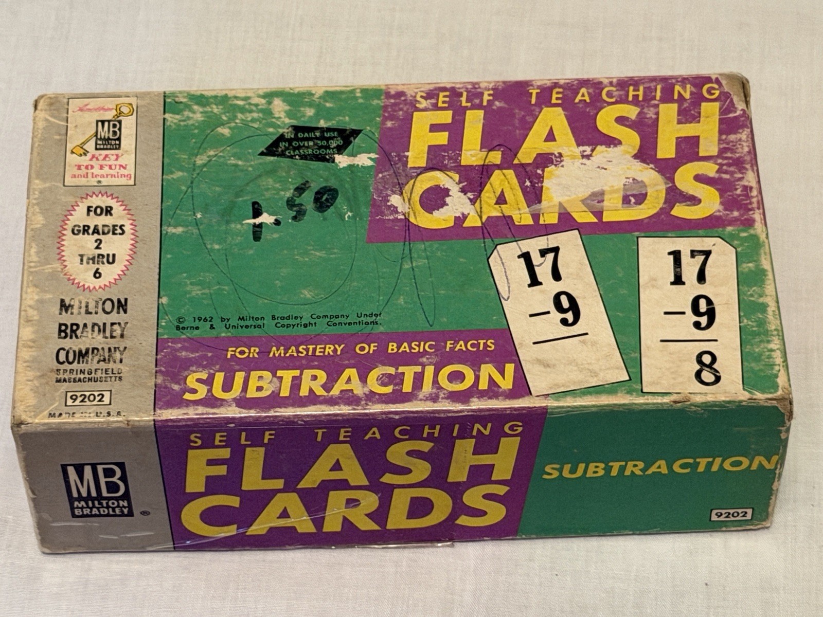 (4) Vintage 1962 and 1963 Milton Bradley Flash Cards Grades 2 thru 6