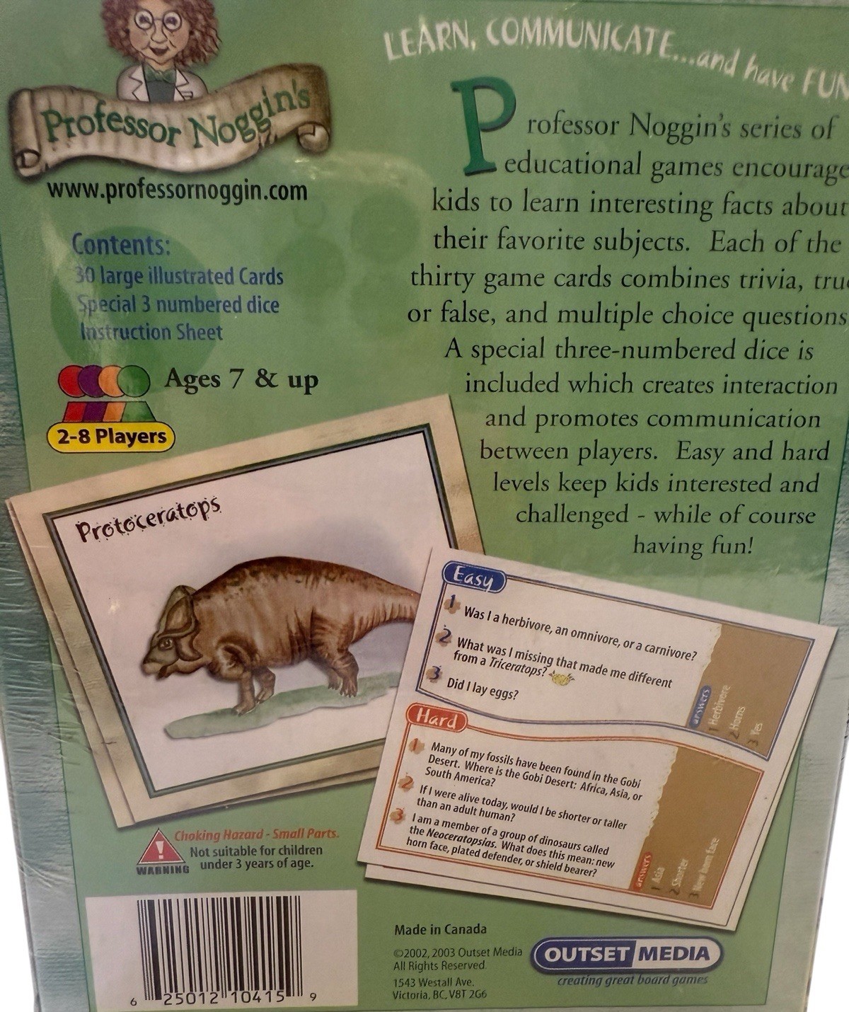 Professor Noggin’s Dinosaurs Educational Card Game by Outset Media NEW/Sealed A6