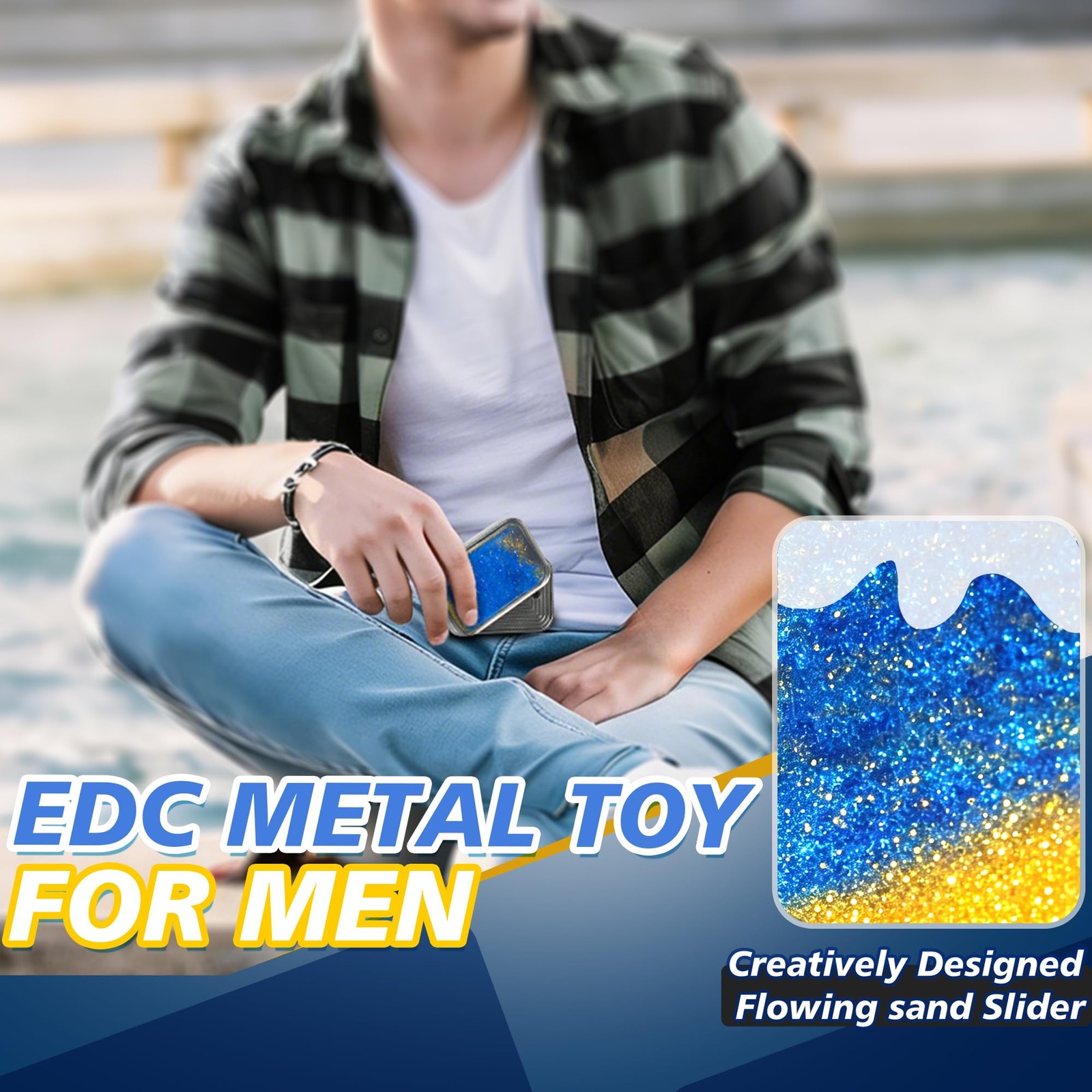 Kyerivs Liquid Fidget Slider Toy for Adults, Metal Magnetic Fidgets Cool Blue