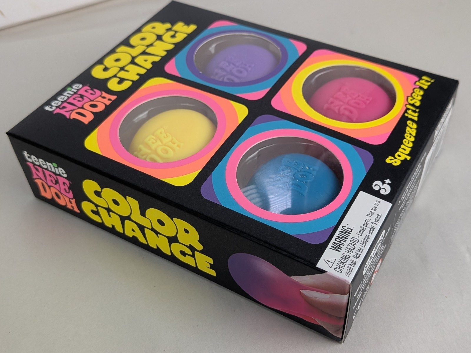 Teenie Nee Doh Color Change Squeeze Ball Set of 4 Multicolor Kid Toy Fast Ship