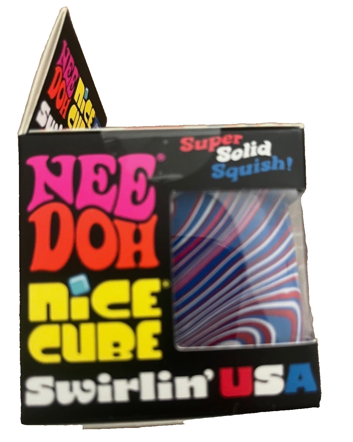 Schylling NeeDoh Nice Cube 4th Of July Swirlin USA Red White Blue Stress Toy