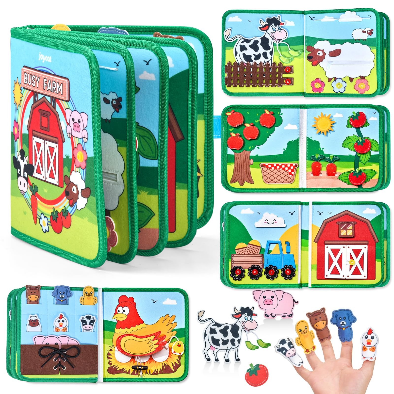 JoyCat Farm Busy Book for Toddlers 1–3 – Quiet Medium, Multicolored