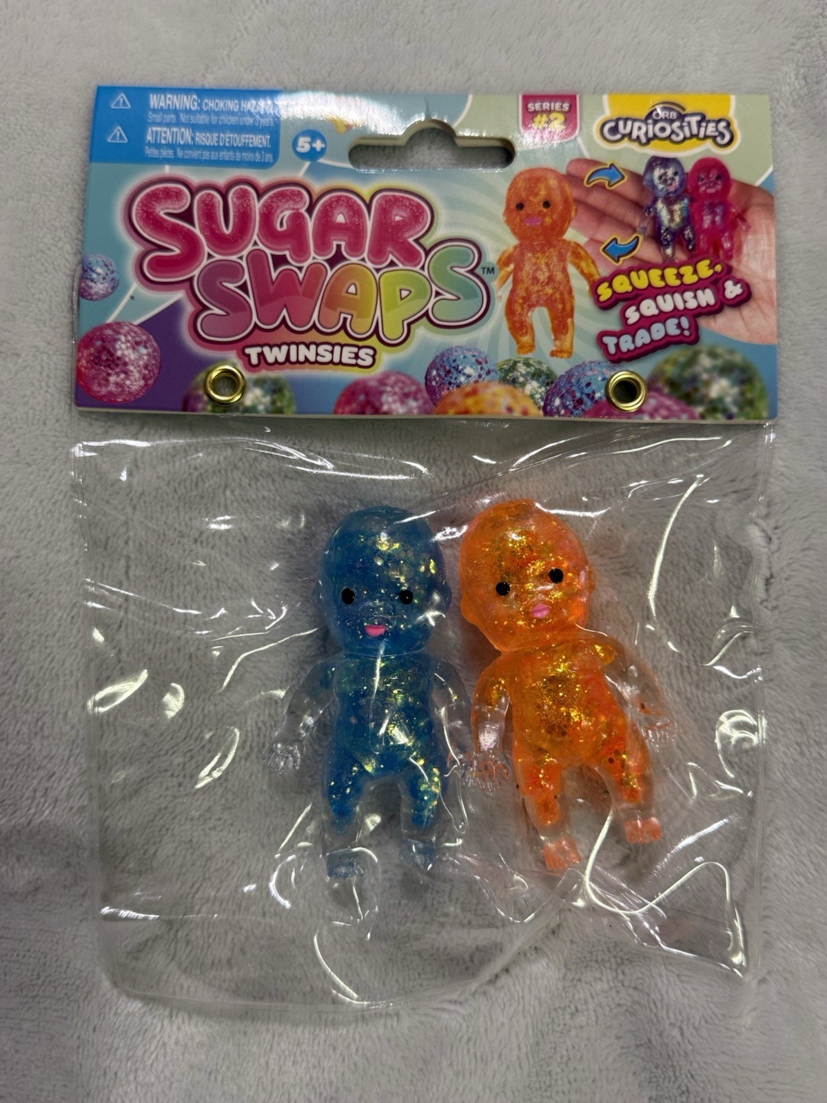 ORB Curiosities Sugar Swap Twinsies Squishy 2 Babies Sensory Toy Blue & Orange