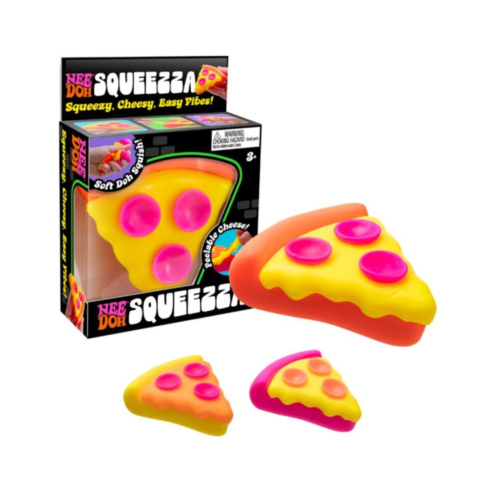 NeeDoh Orange, Yellow & Pink Squeezza Pizza Nee Doh Squishy Sensory Fidget Toy
