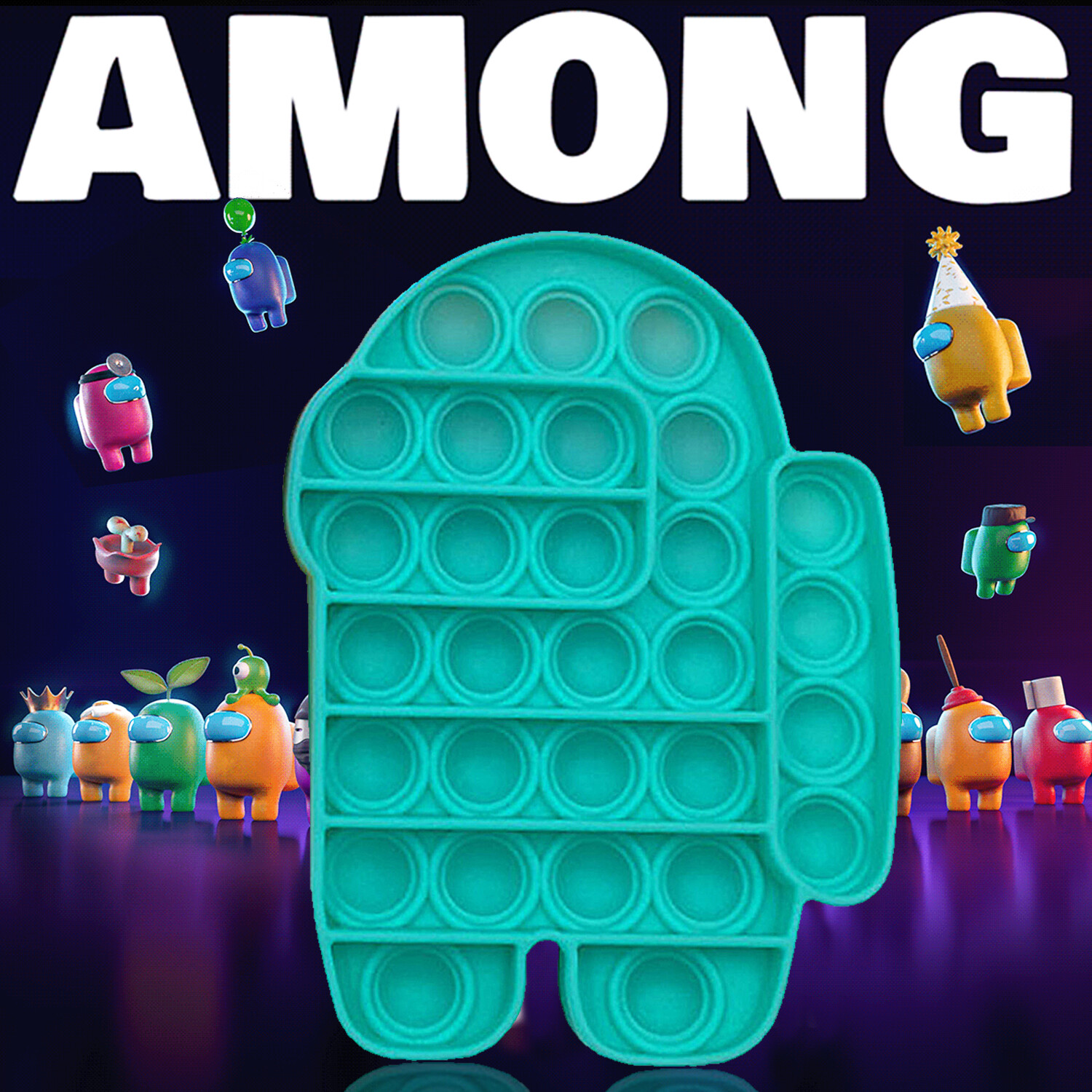 Among us Push Pop Silicone Sensory Fidget Toy Anti-Anxiety Stress Bubble IT Game