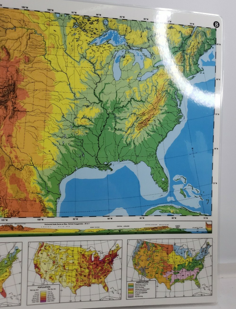 Nystrom Laminated 2 Sided United States Geography Map 22″ X 17″ Homeschool New