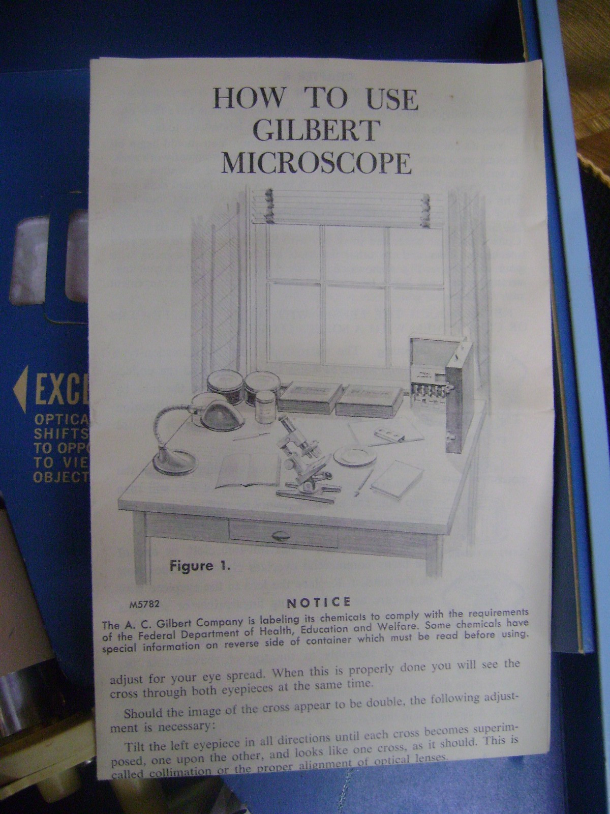 Vintage 1960s A.C. Gilbert Microscope and Lab Set Metal Case Electric Booklet