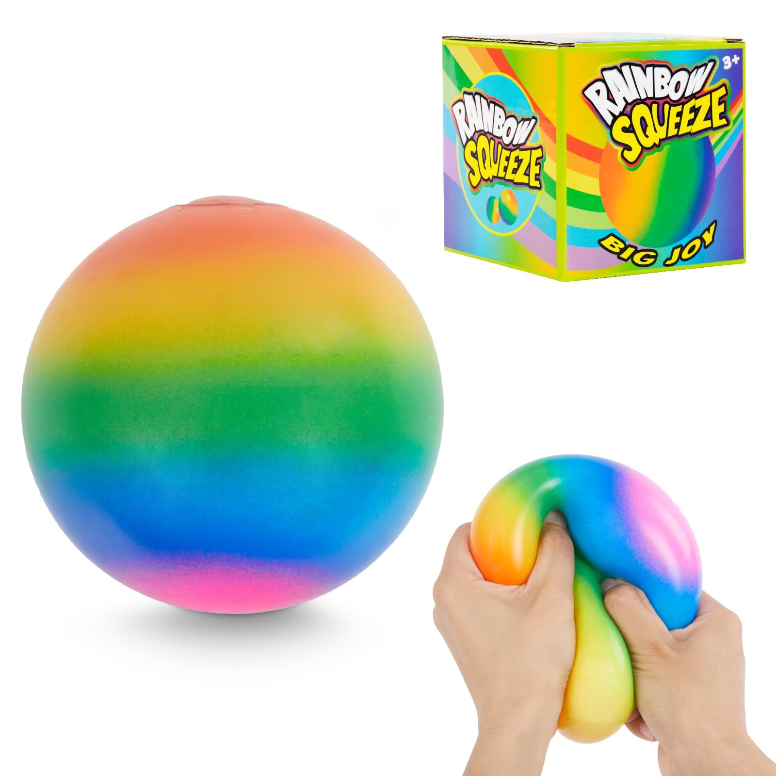 Giant 4-Inch Rainbow Stress Ball -Jumbo Big Squeeze Relief! 1Pack,