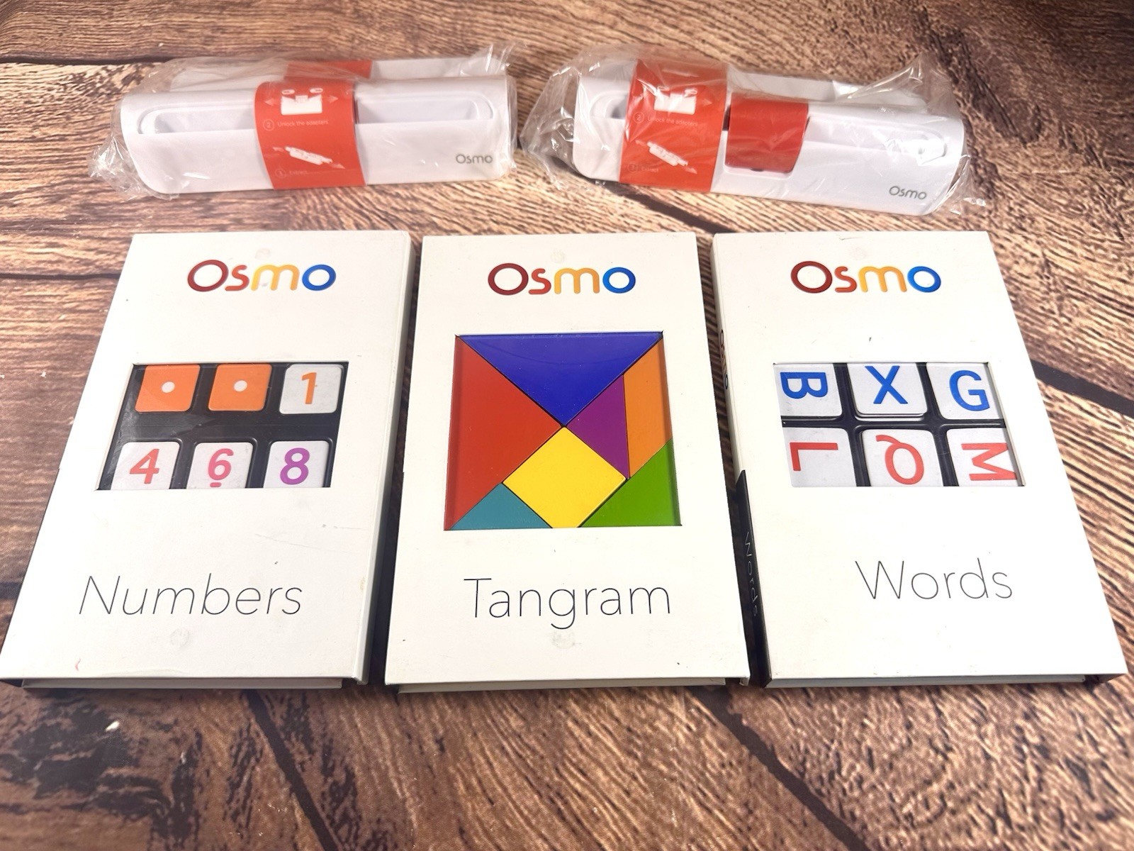 Osmo Learn To Code Bundle Lot Base x2, Numbers, Words, Tangram Coding Kit Read
