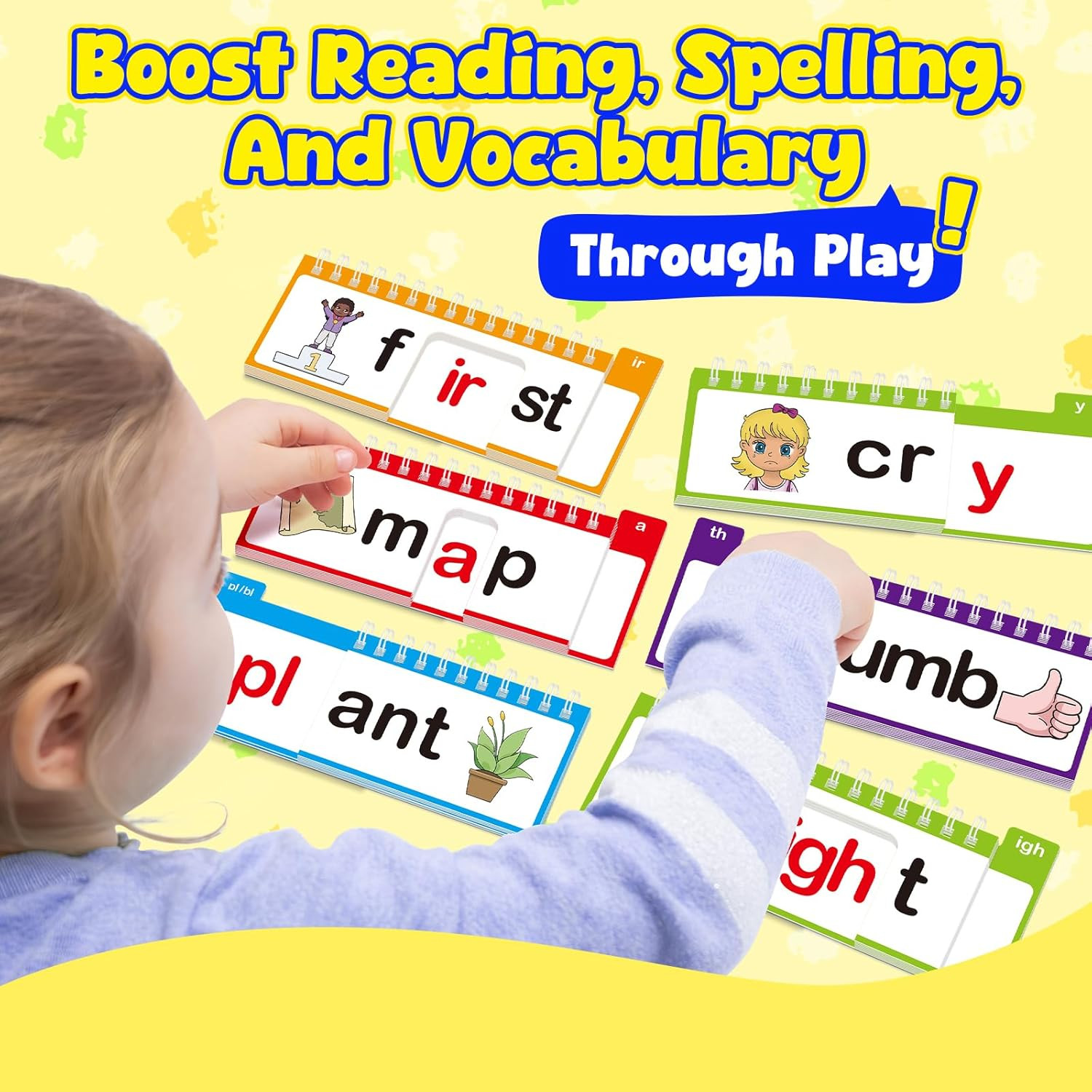 40 Read and Rhyme Flip Books,Phonics Word Family Build Book Learn to Read Phonic