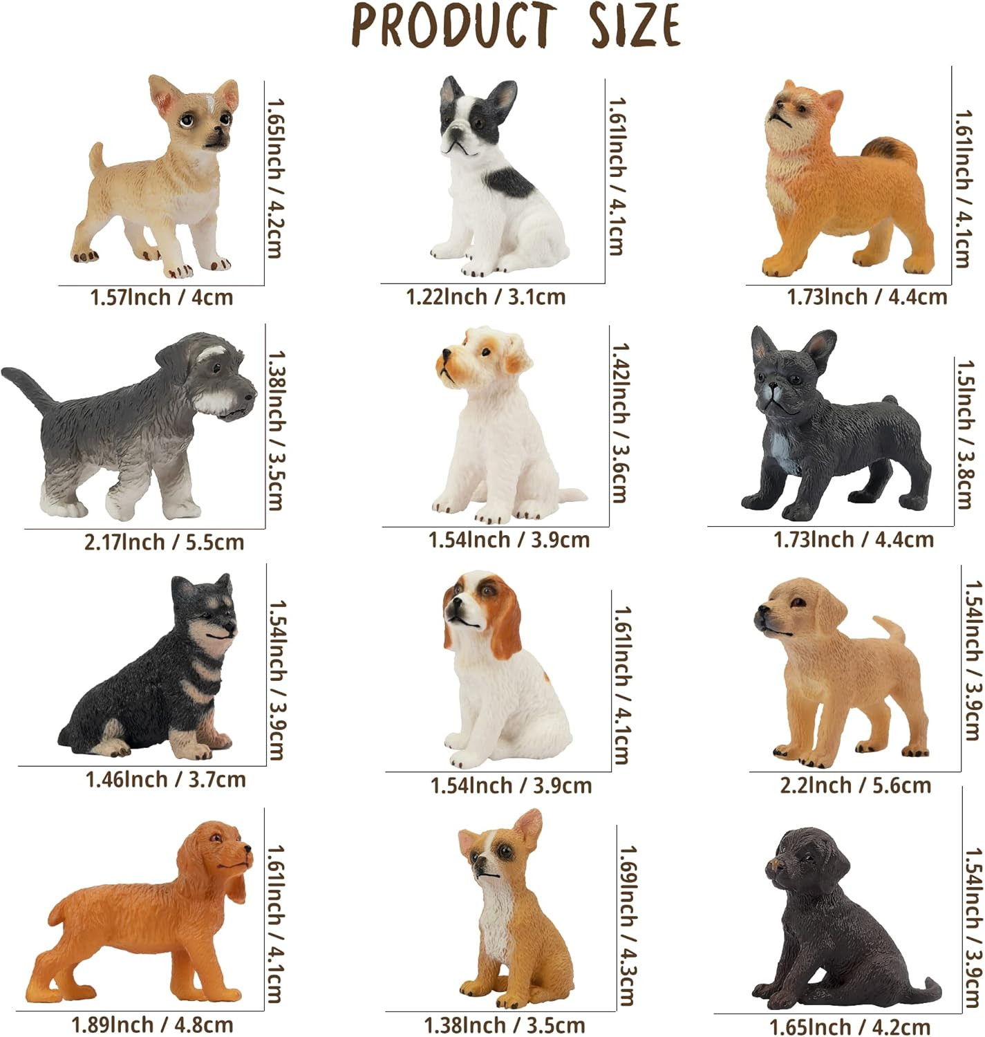 12PCS Mini Dog Figurines Toy Set, Realistic Detailed Plastic Puppy Figures Plays