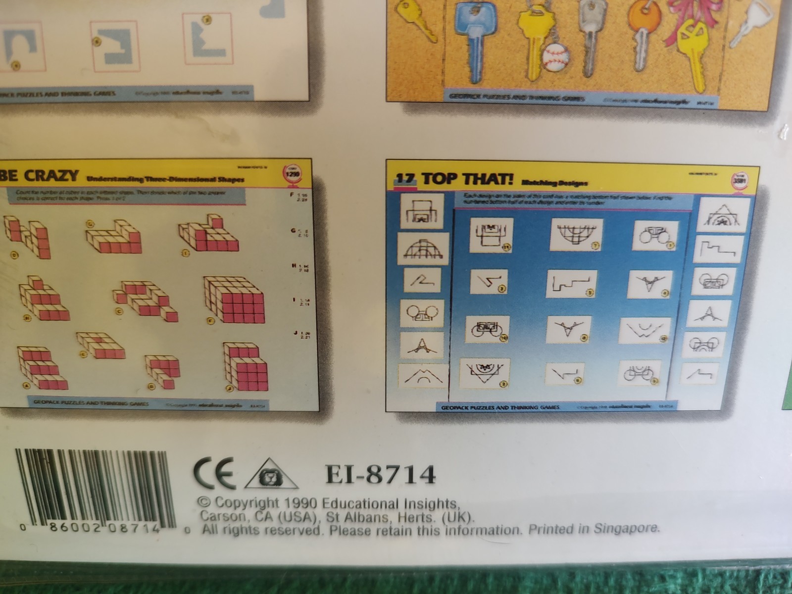 Lot Of 2 Geosafari Electronic Learning Game Cards, New, Complete, 1991