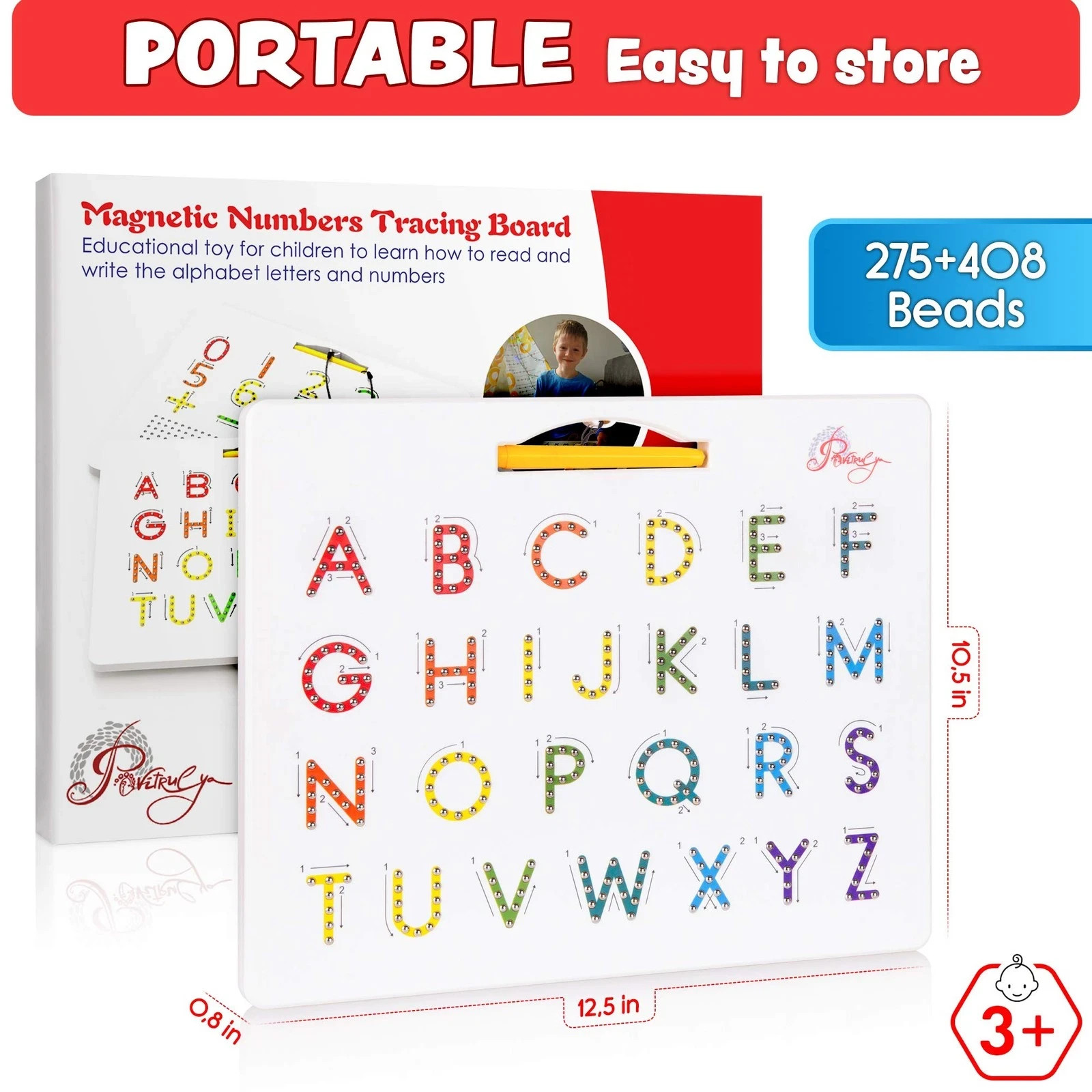 Magnetic Alphabet Tracing Board – Double Sided Letters & Numbers Magnetic Tracin