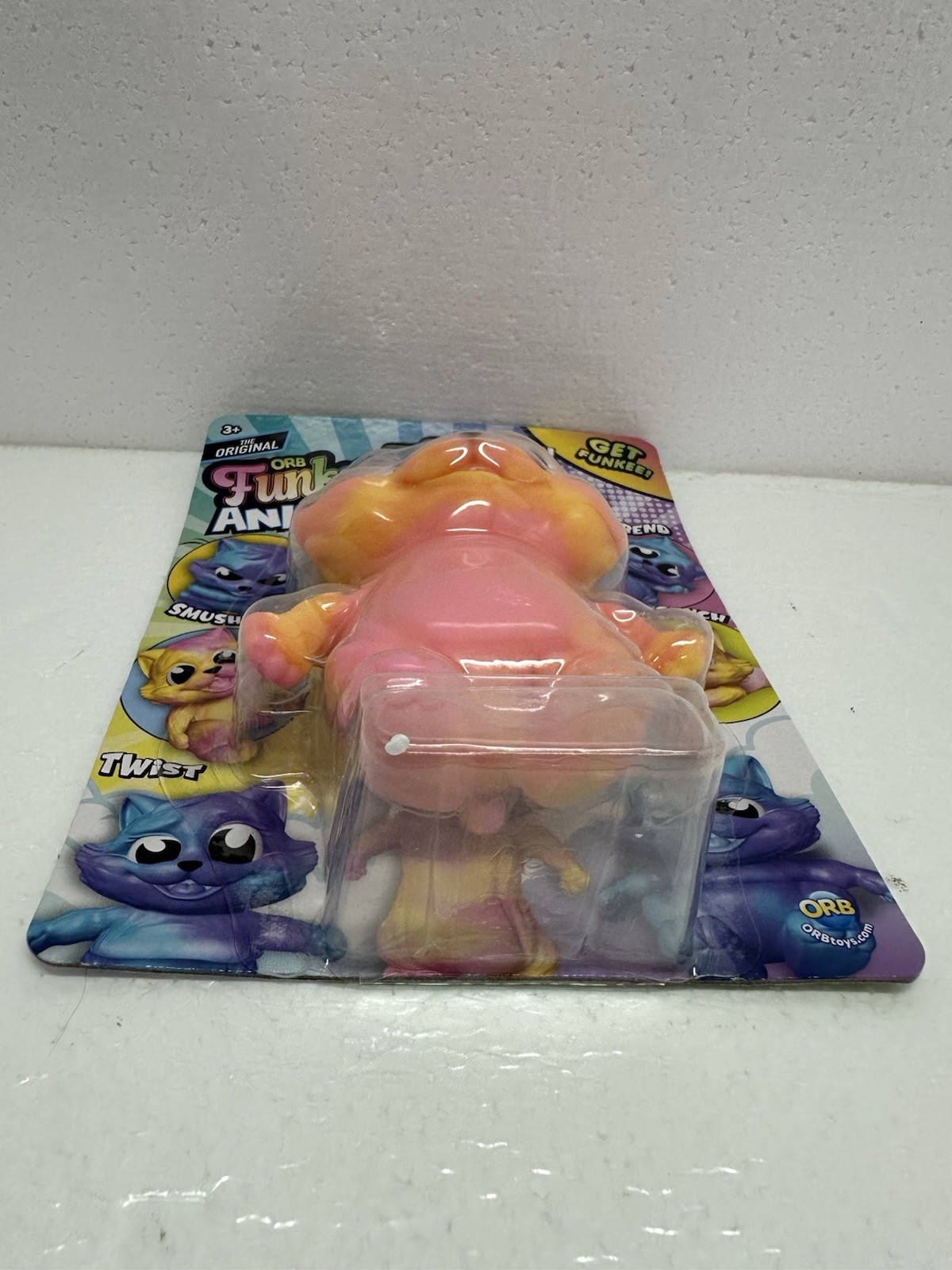 ORB Funkee Animalz Cat 4.5” Squishy Sensory Toy Pink and Orange New