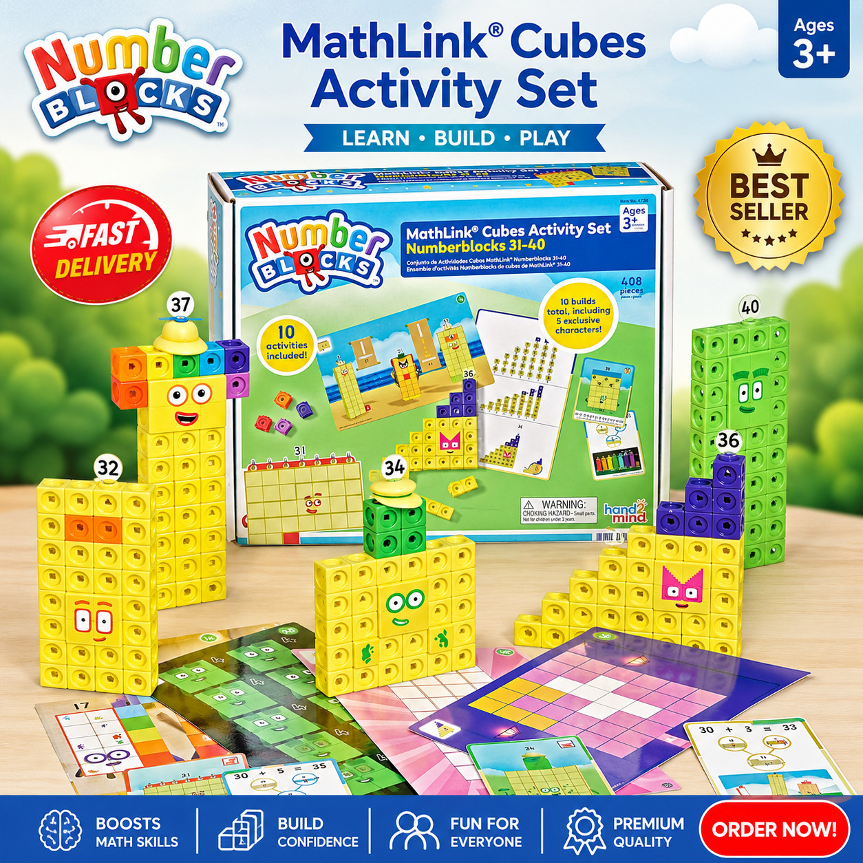 Numberblocks MathLink Cubes Activity Set 31-40 – Early Math Skills & Counting To