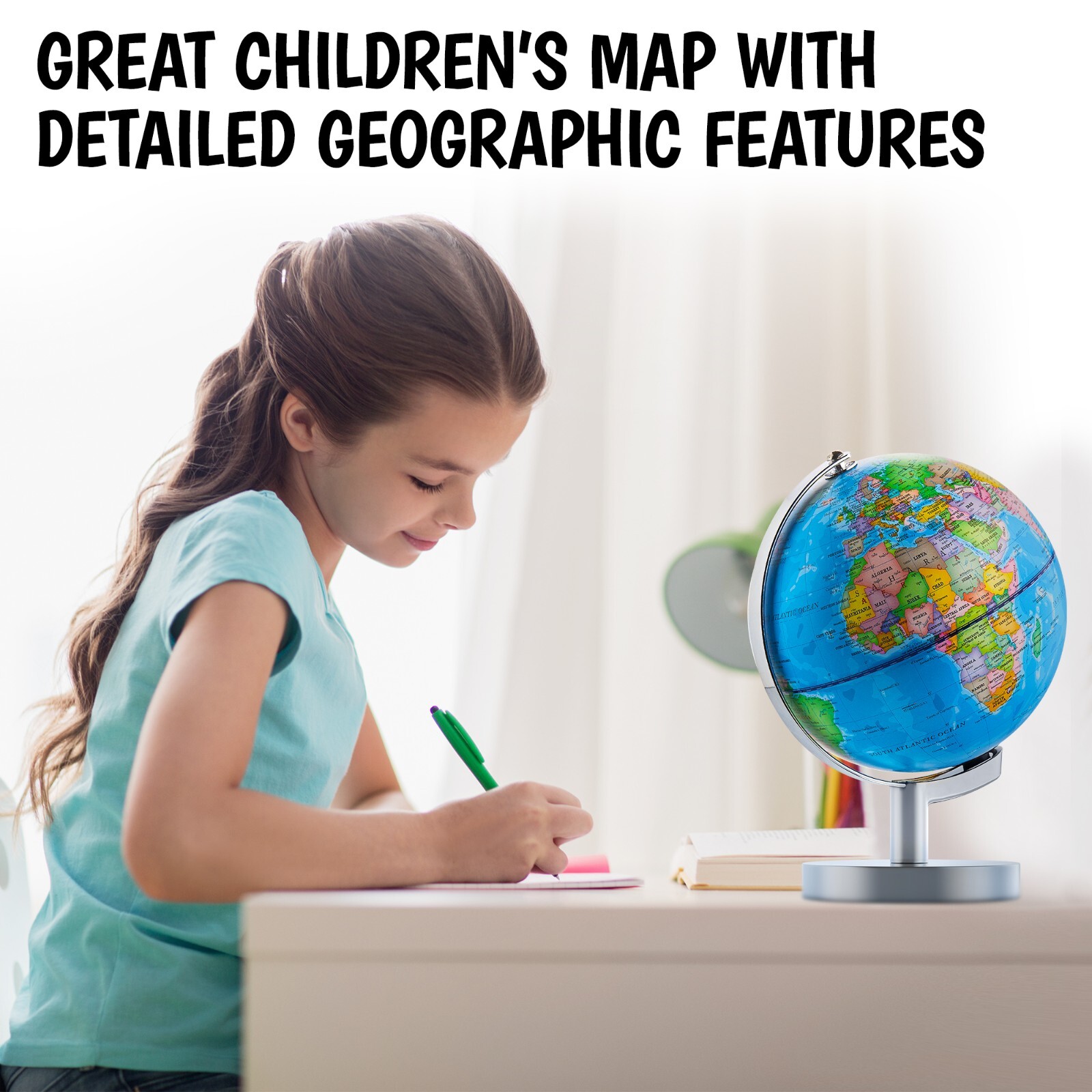 USA Toyz Illuminated Globe of the World with Stand – 7.2″ Diameter