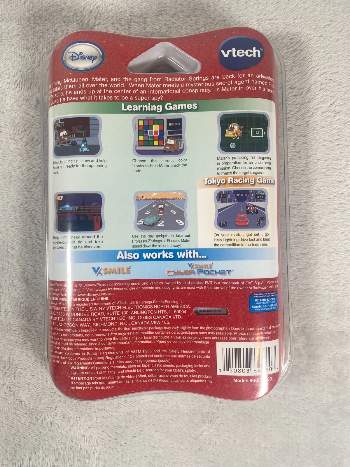 V Tech V Smile Motion Cyber Pocket Cartridge Disney Pixar Cars 2 Game **NEW**