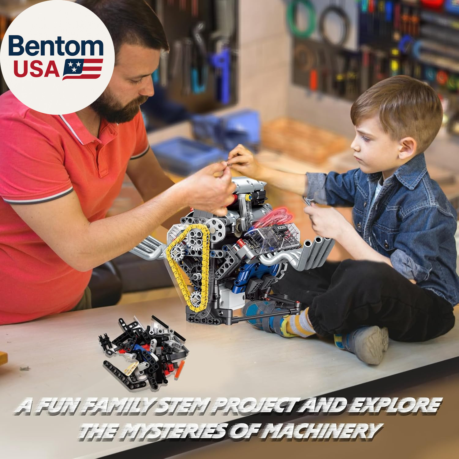V8 Engine Building Set,Build Your Own Mini Engine That Works, Physical Science E