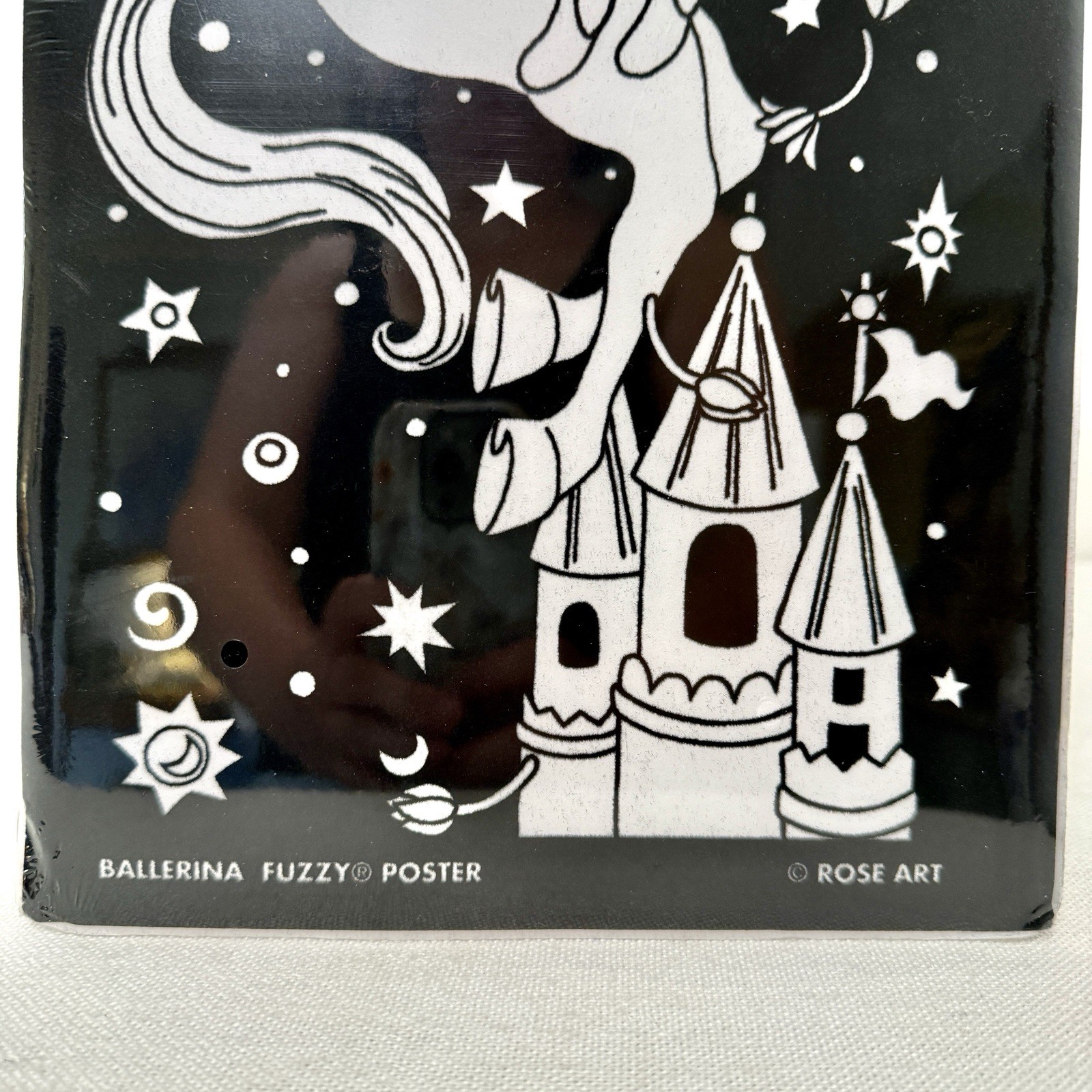 VTG Fuzzy Poster RoseArt Unicorn Horse Fantasy Velvet Art 8×20 Set Of 2 2002 New