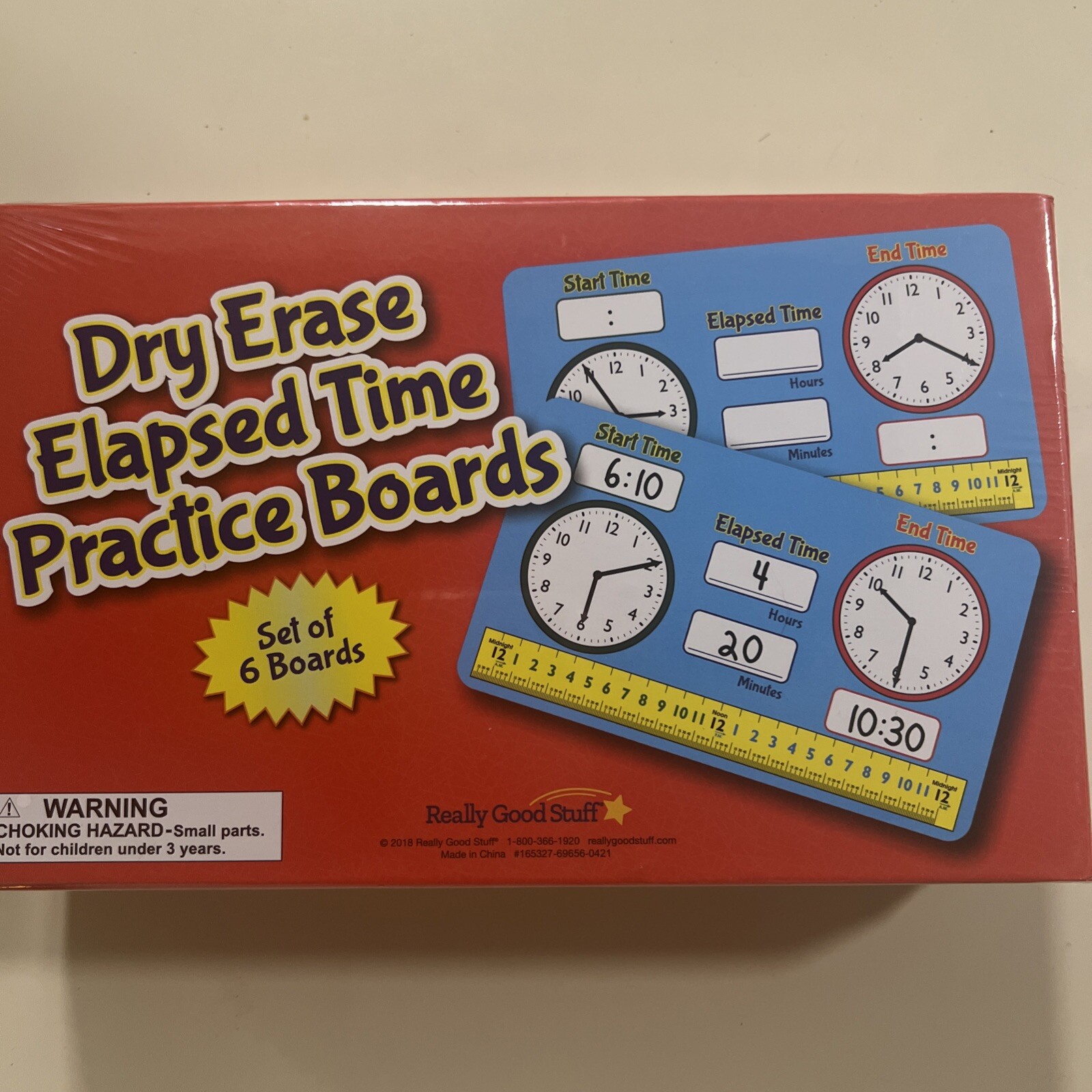 Really Good Stuff Dry Erase Elapsed Time Practice Boards Math