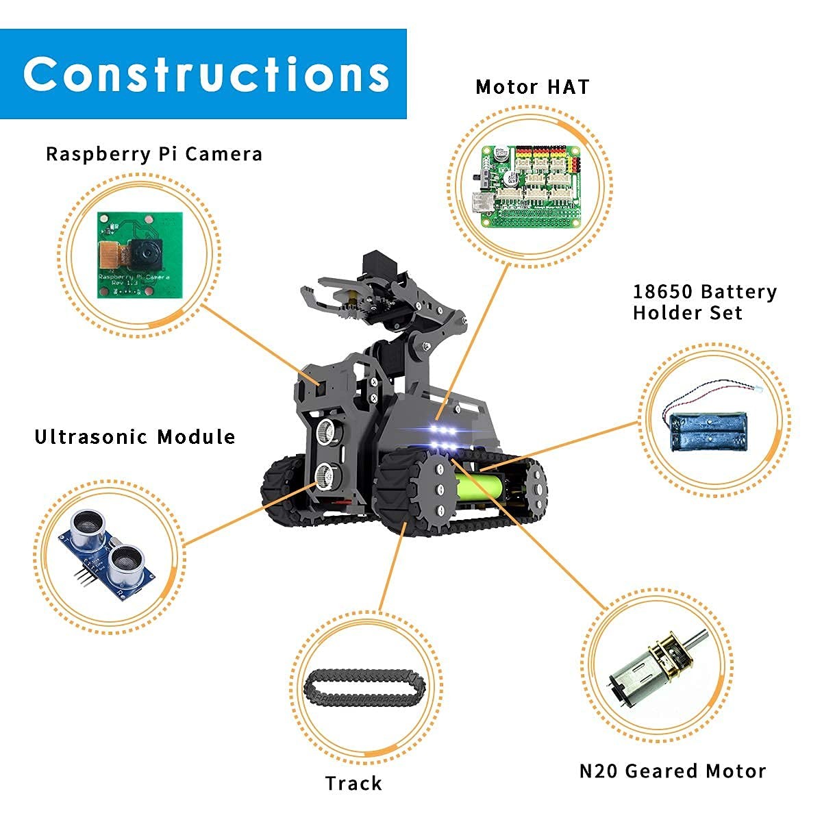 Gewbot DIY Robot Model Kit for Raspberry Pi 4/3 Model B+/B WiFi Wireless Smar…