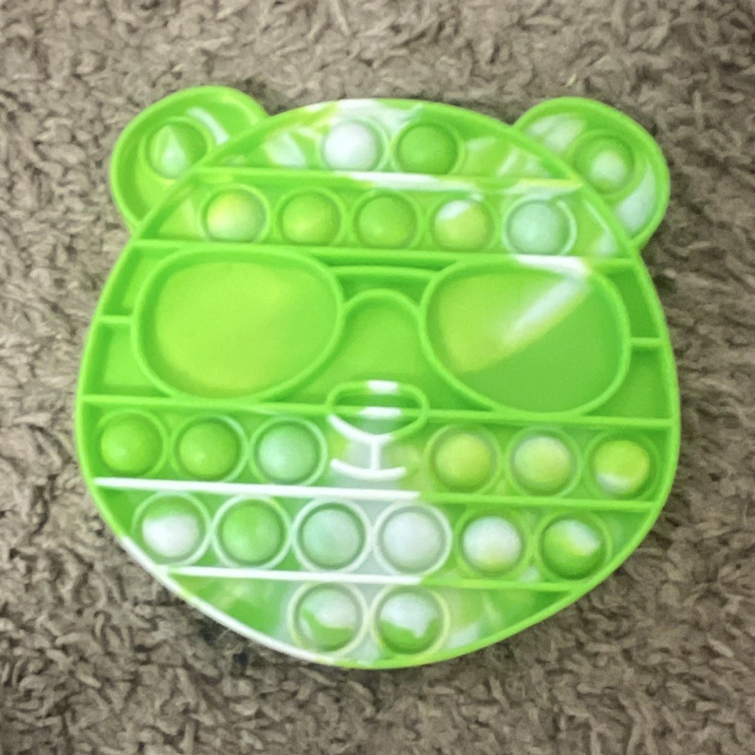 Green Bear Face Pop It Fidget Tactile Sensory Toy Ages 3+ Kids Teens Adults