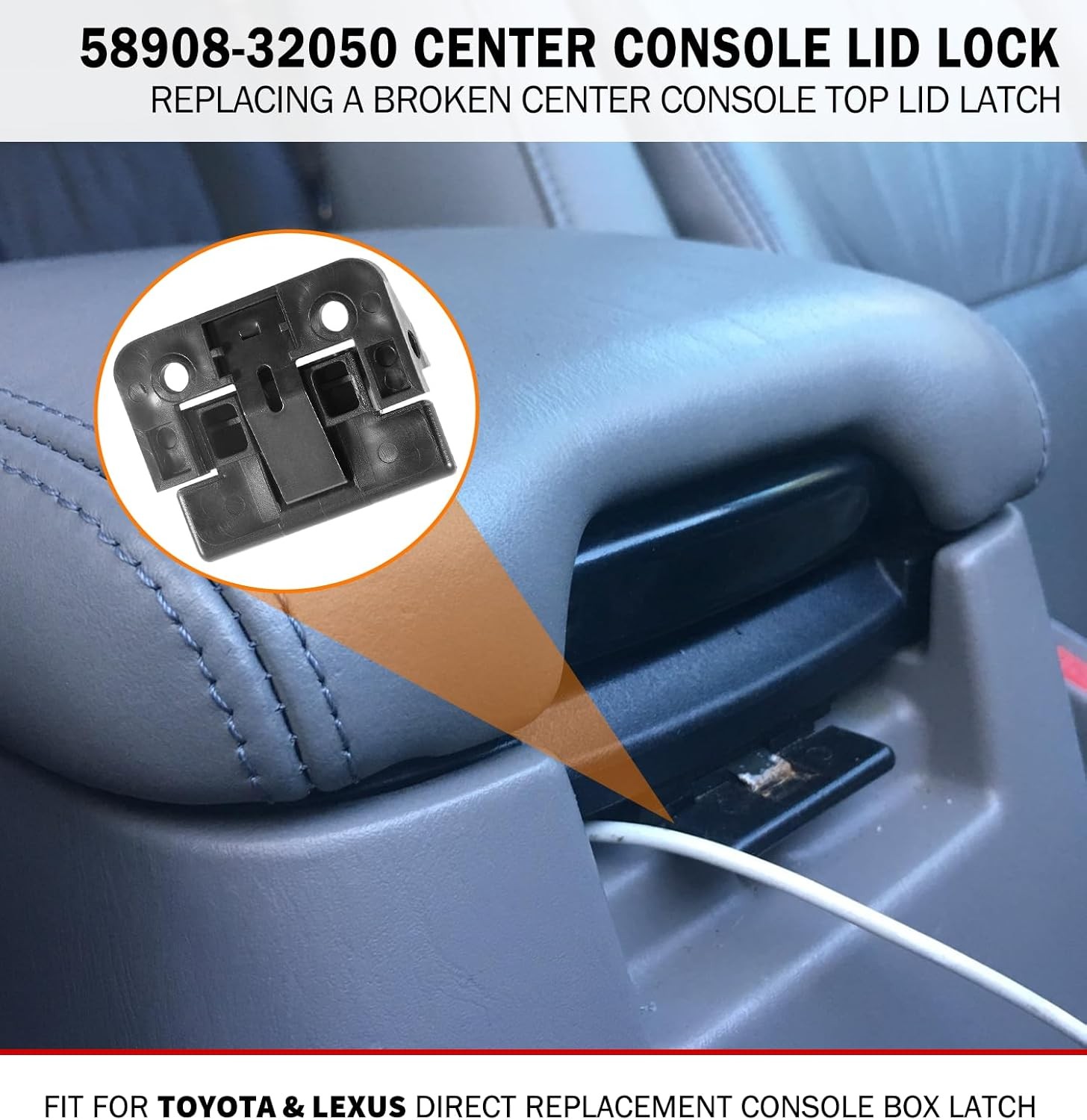 (2 Pack) Center Console Cover Lock Sub Assy Center Console Armrest Lid Latch Fit