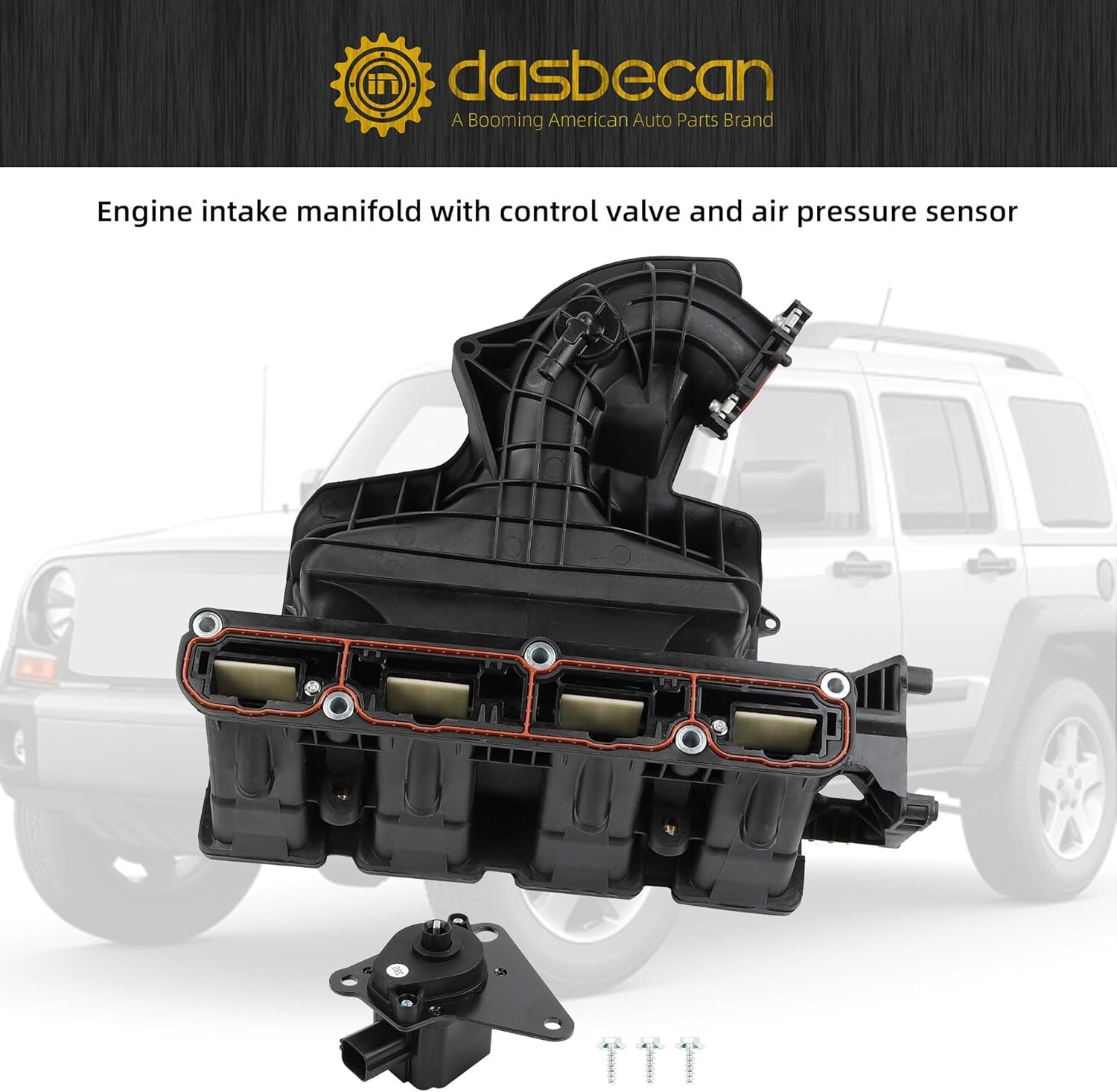 Dasbecan Engine Intake Manifold with Flow Control Valve Air Pressure Sensor
