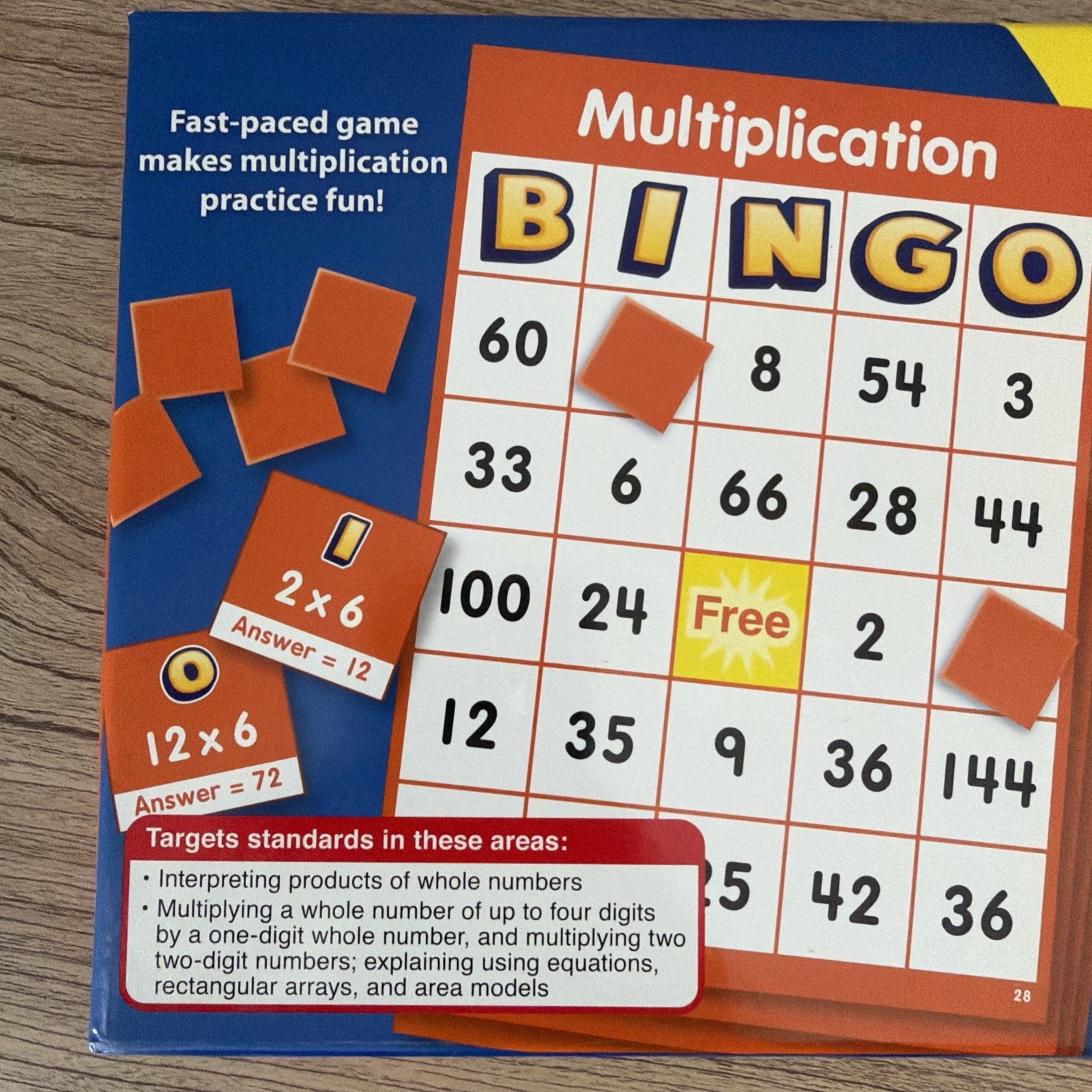 Multiplication BINGO Lakeshore Game Grades 3-4 Up To 36 Players Gently Used