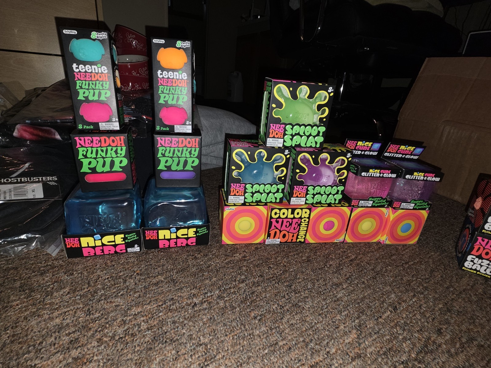 ULTIMATE NeeDoh Sensory Toy Lot Giant Nice Berg Glitter Glow Cube Mochi Squishy