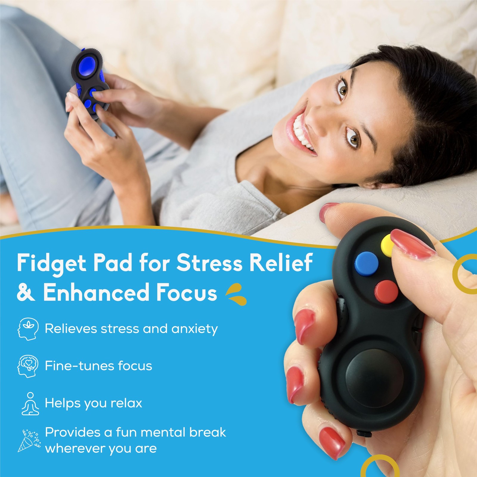 PILPOC Fidget Pad, Controller Toy for Highly Small, Black & Mix