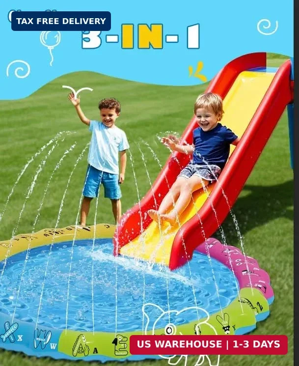 67″ 3-in-1 Non-Slip Splash Pads for Toddlers 1-3 & Kids Ages 4-8, Baby Learning