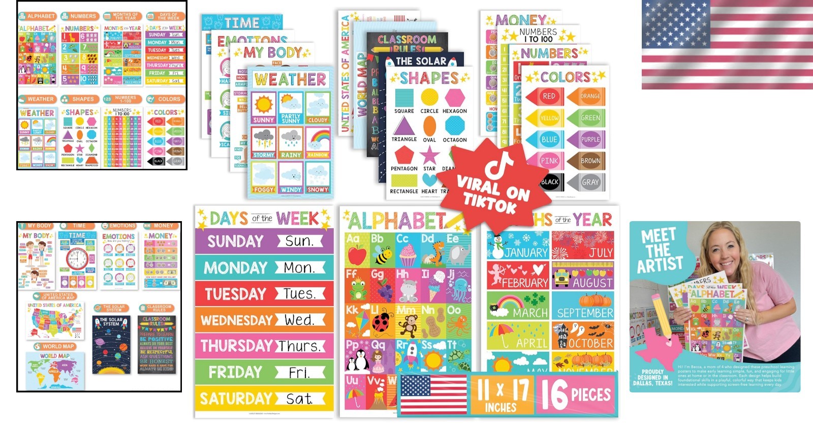 16 Colorful Educational Posters for Toddlers – Homeschool & Classroom Decor