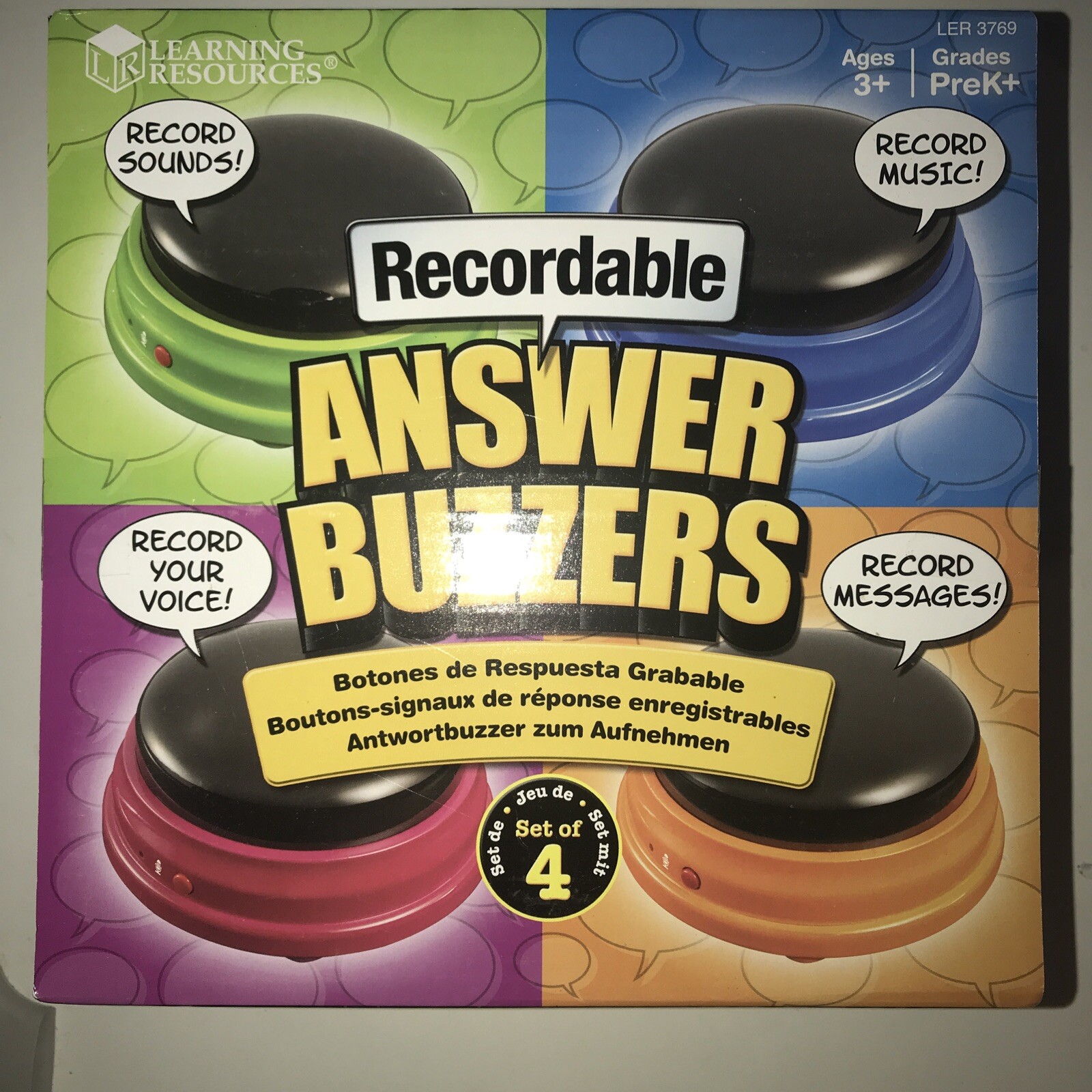 4 Boxes New Learning Resources Recordable Answer Buzzers (16) Subject: Learning